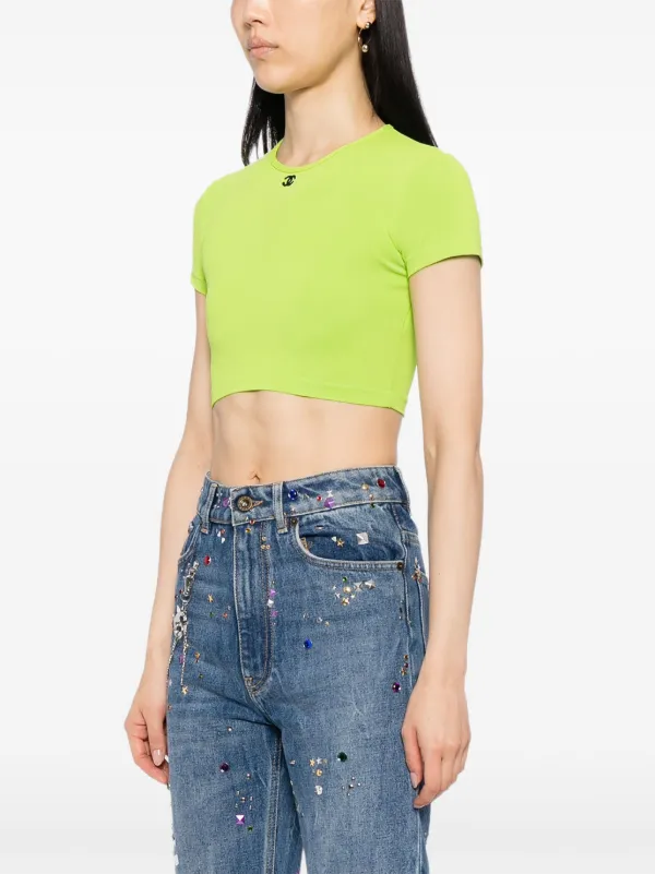 CHANEL Pre-Owned 1995 Cropped T-shirt Top | Green | FARFETCH ZA