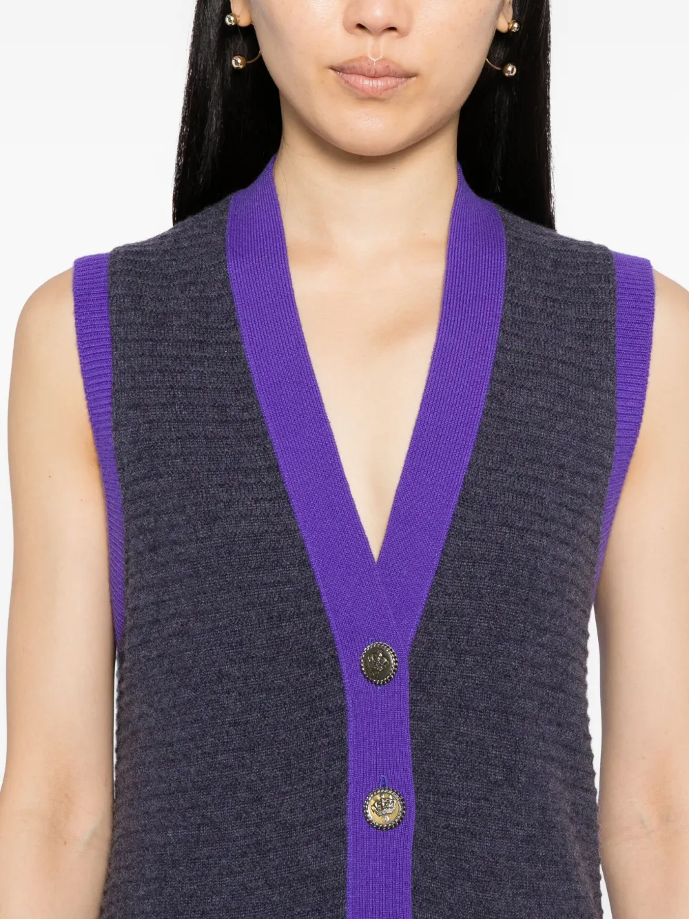 Pre-owned Chanel 2008 Sleeveless Vest Cardigan In Blue