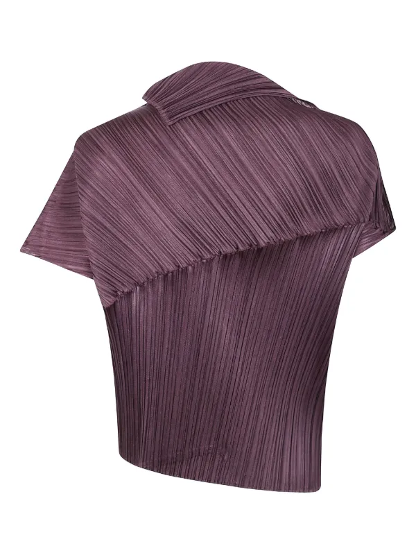 Pleats Please Issey Miyake Leap Pleated Asymmetric Top | Brown