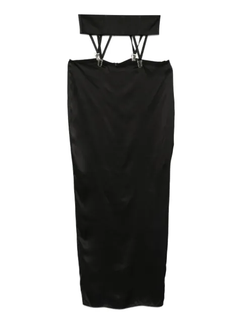 Vestiaire d'un Oiseau Libre suspenders-detail silk midi skirt
