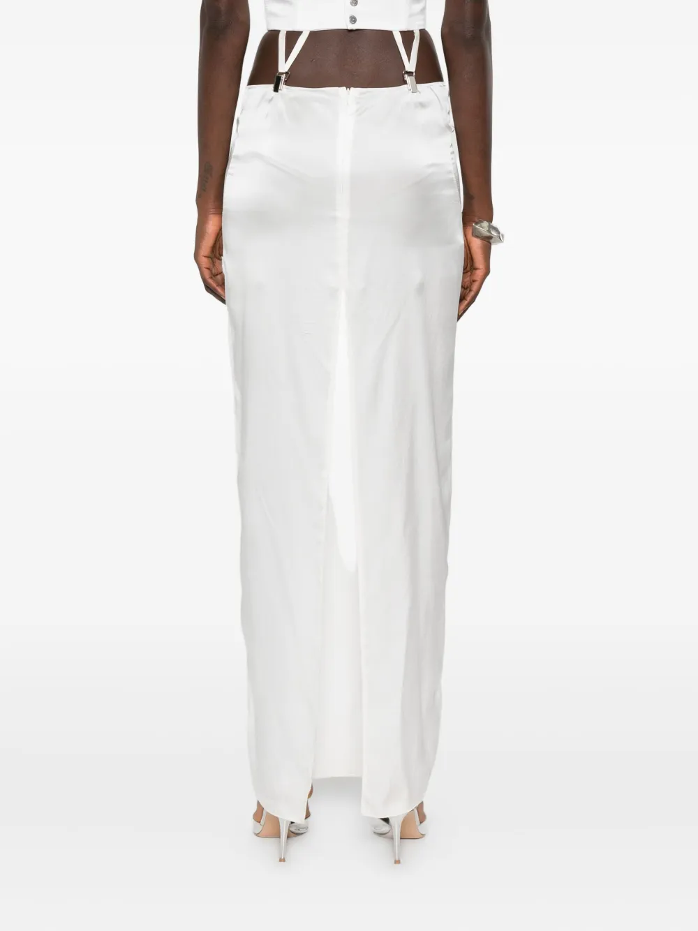 Vestiaire D'un Oiseau Libre Suspender Silk Skirt In White