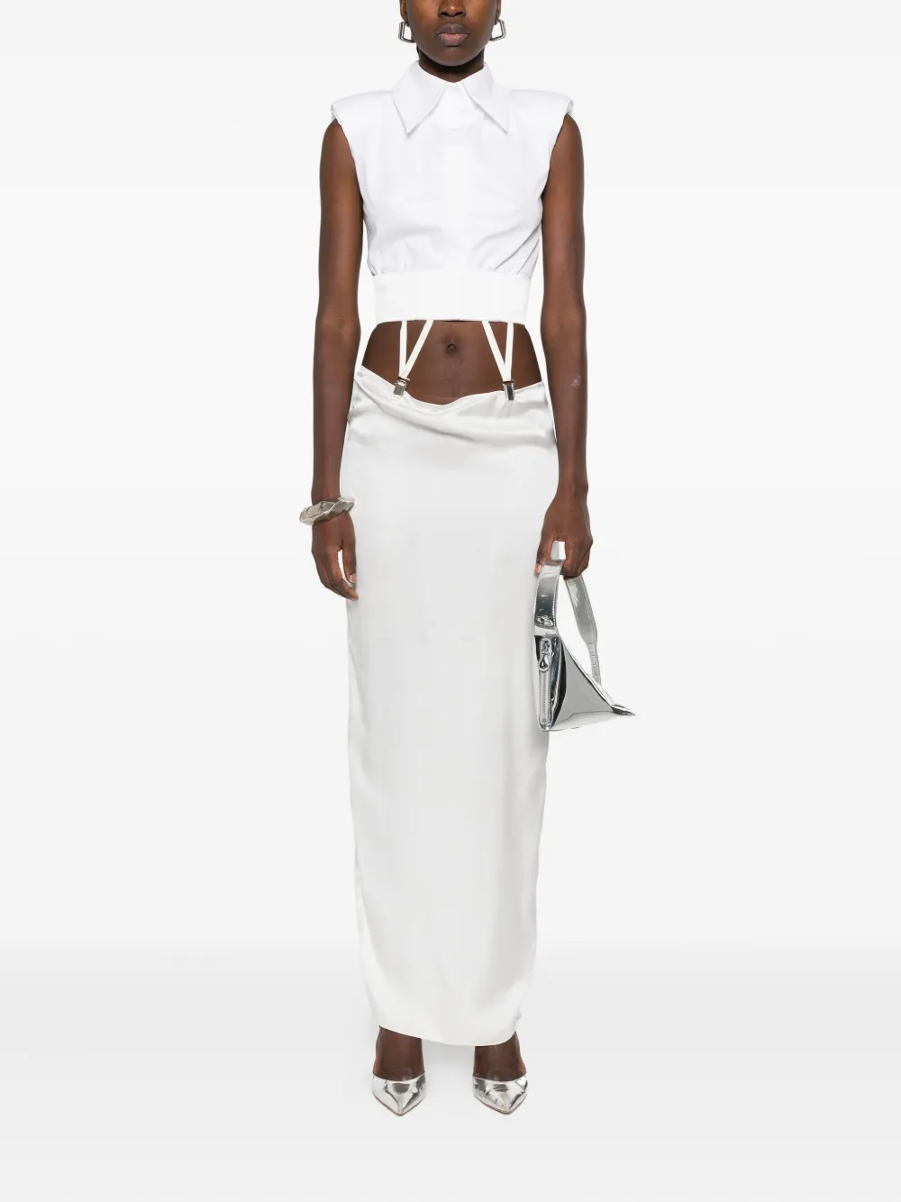 Vestiaire d'un Oiseau Libre Zijden rok met bretels - Wit