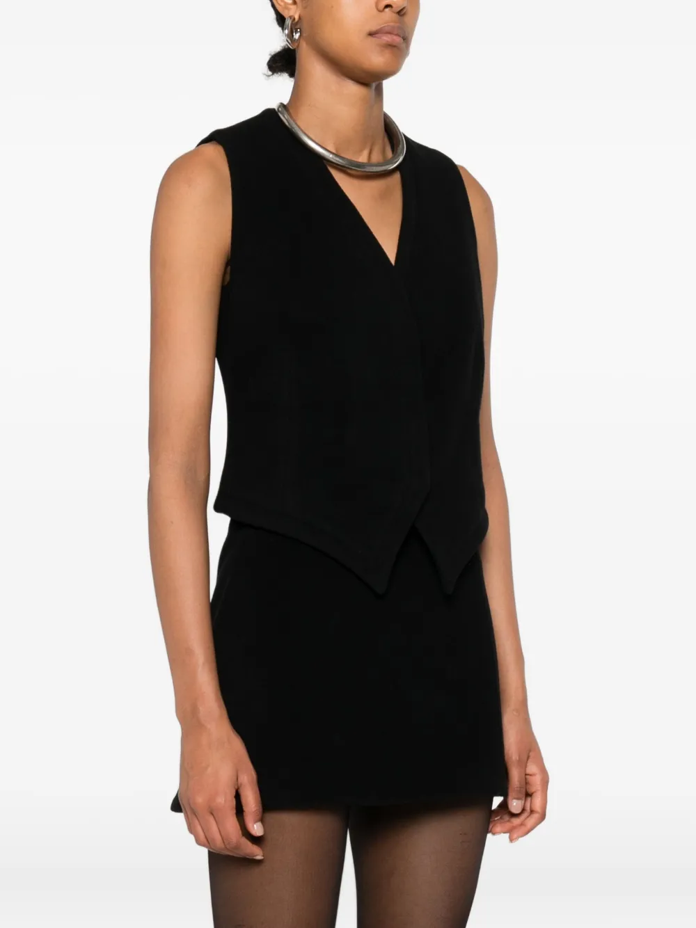 Vestiaire D'un Oiseau Libre V-neck Wool-cashmere Blend Vest In Black