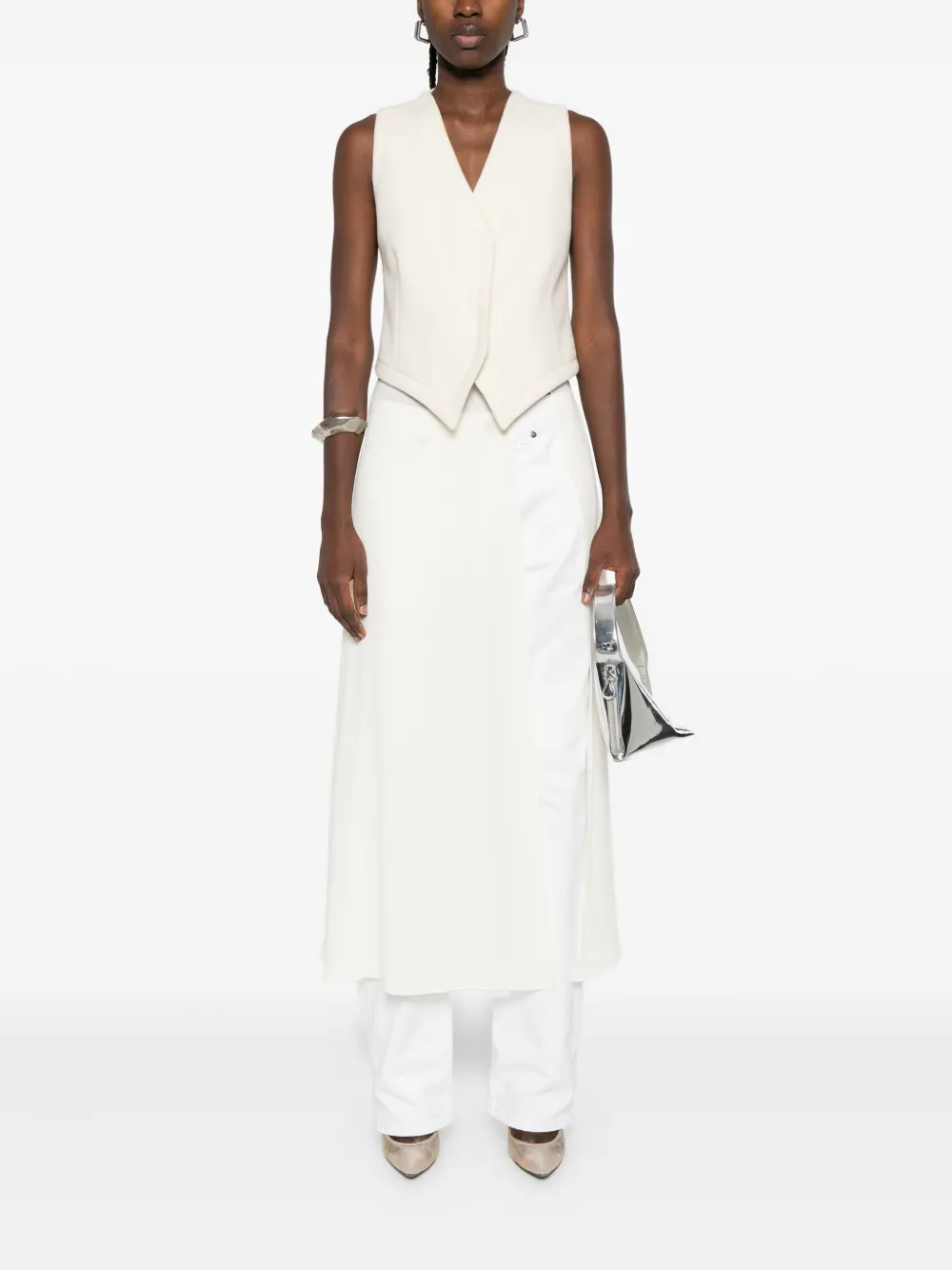 Vestiaire D'un Oiseau Libre Sleeveless V-neck Waistcoat In White