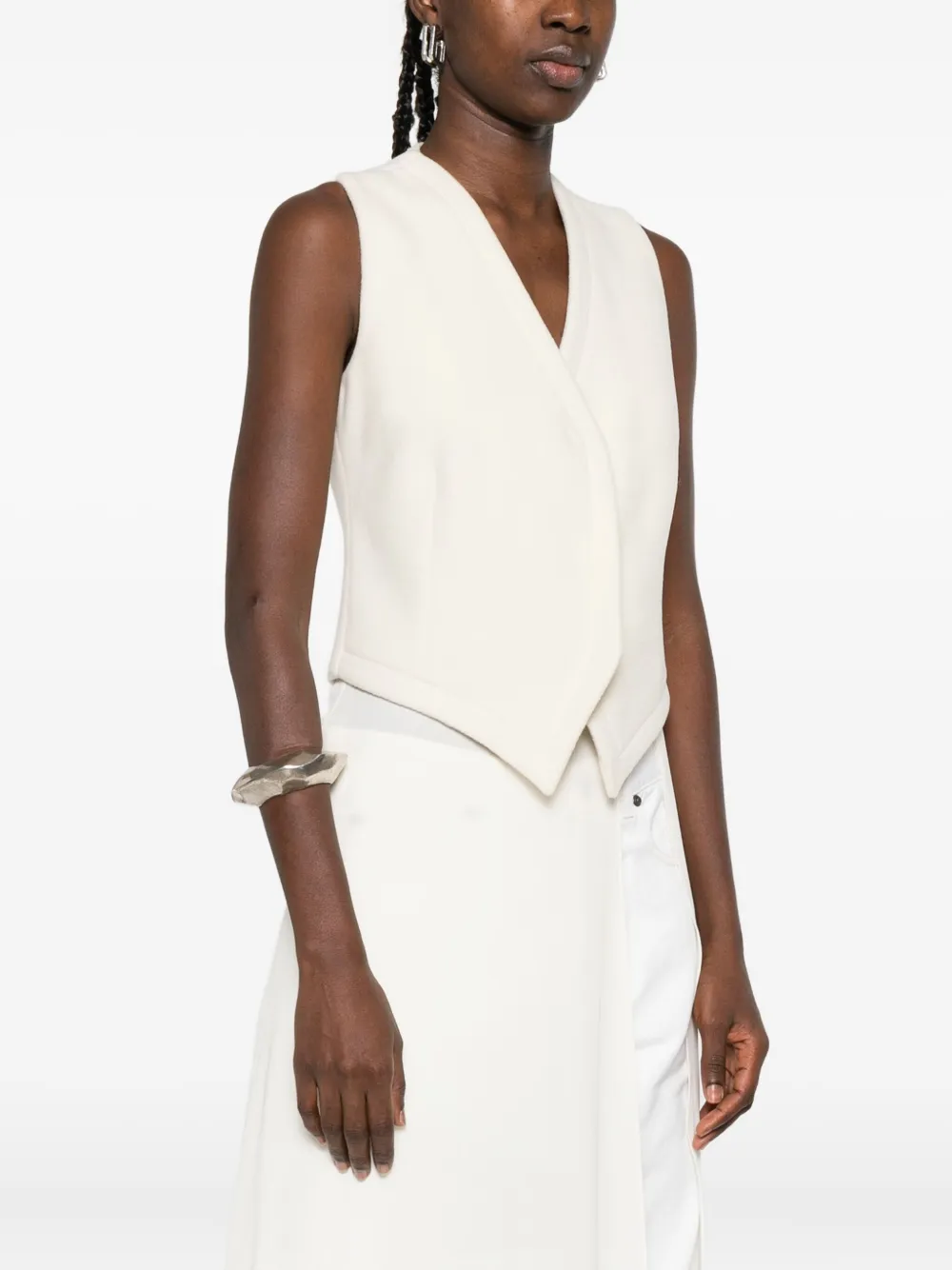 Vestiaire D'un Oiseau Libre Sleeveless V-neck Waistcoat In White