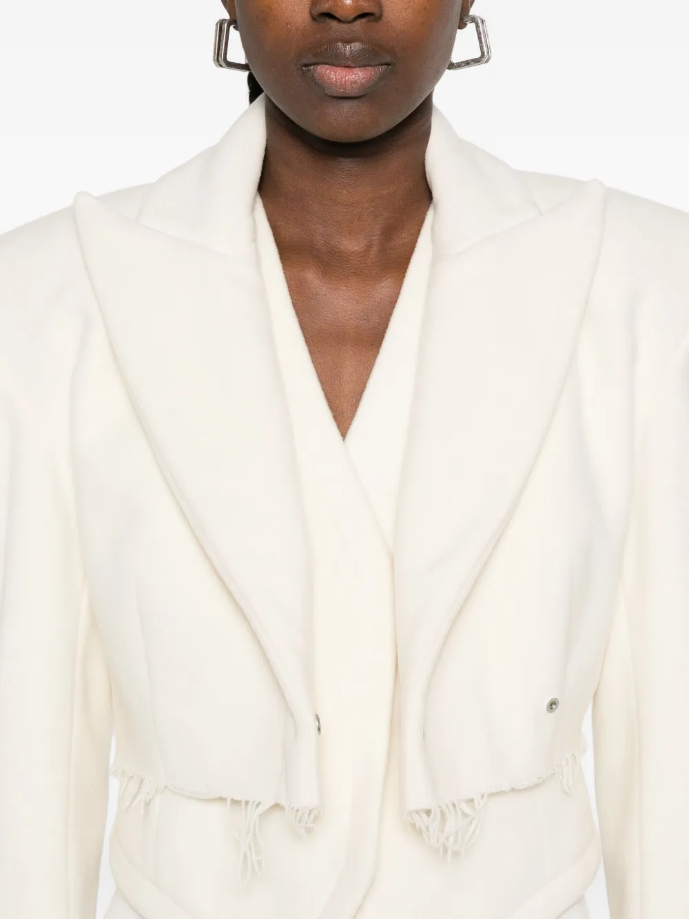 Vestiaire D'un Oiseau Libre Frayed-hem Cashmere Jacket In Neutral