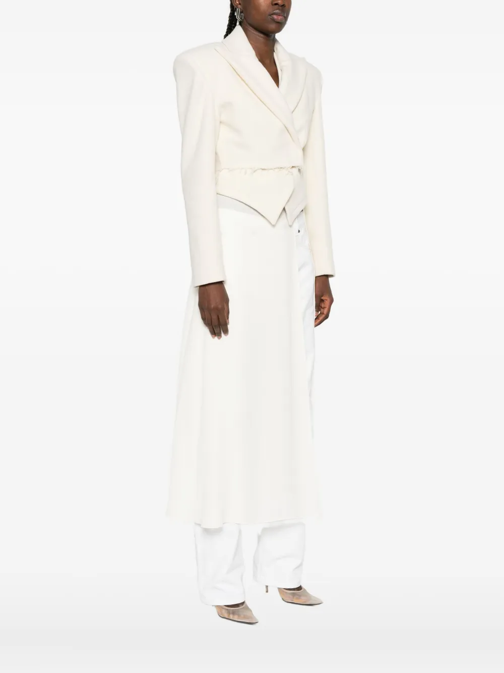 Vestiaire D'un Oiseau Libre Frayed-hem Cashmere Jacket In Neutral