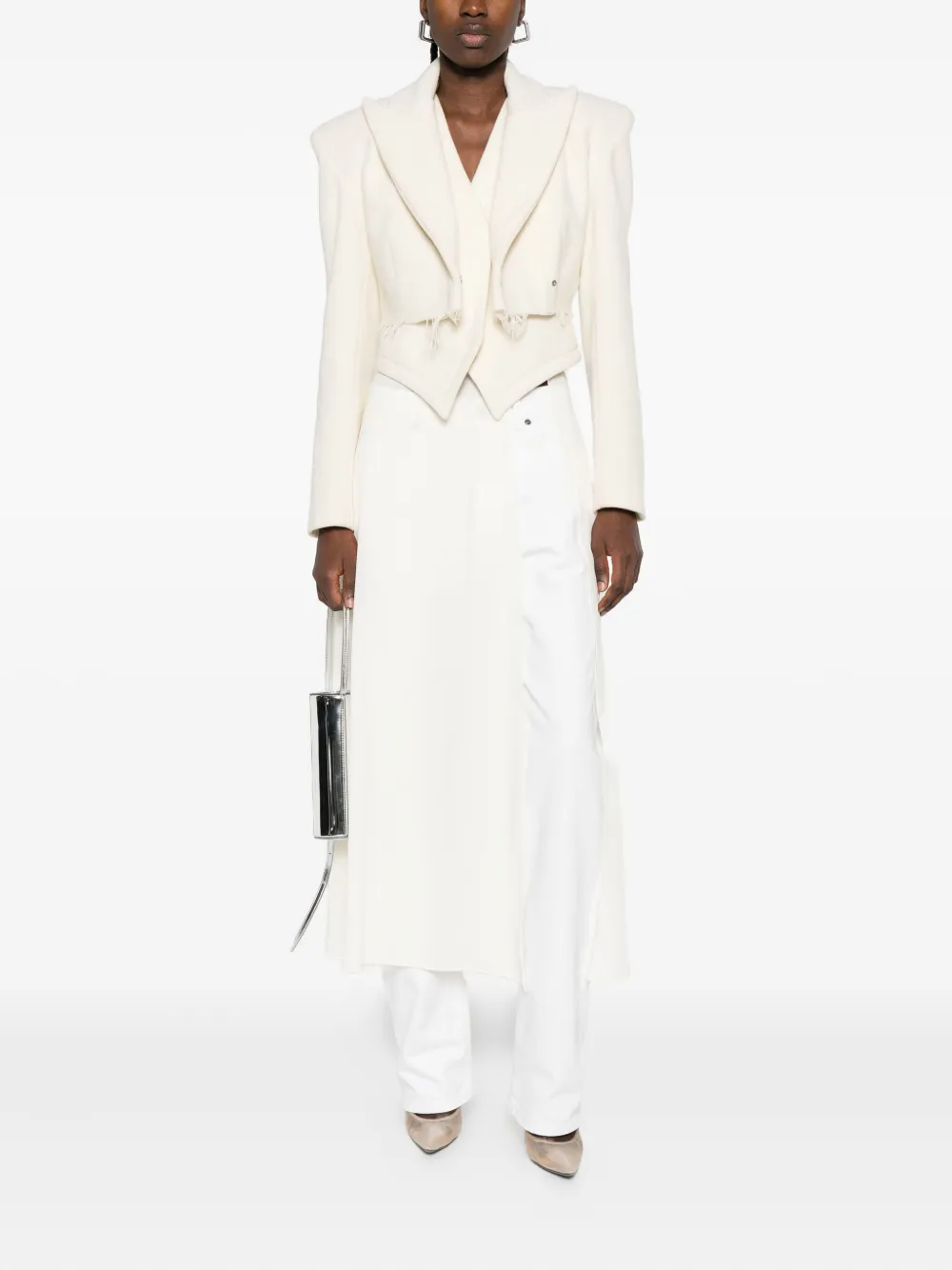 Vestiaire D'un Oiseau Libre Frayed-hem Cashmere Jacket In Neutral
