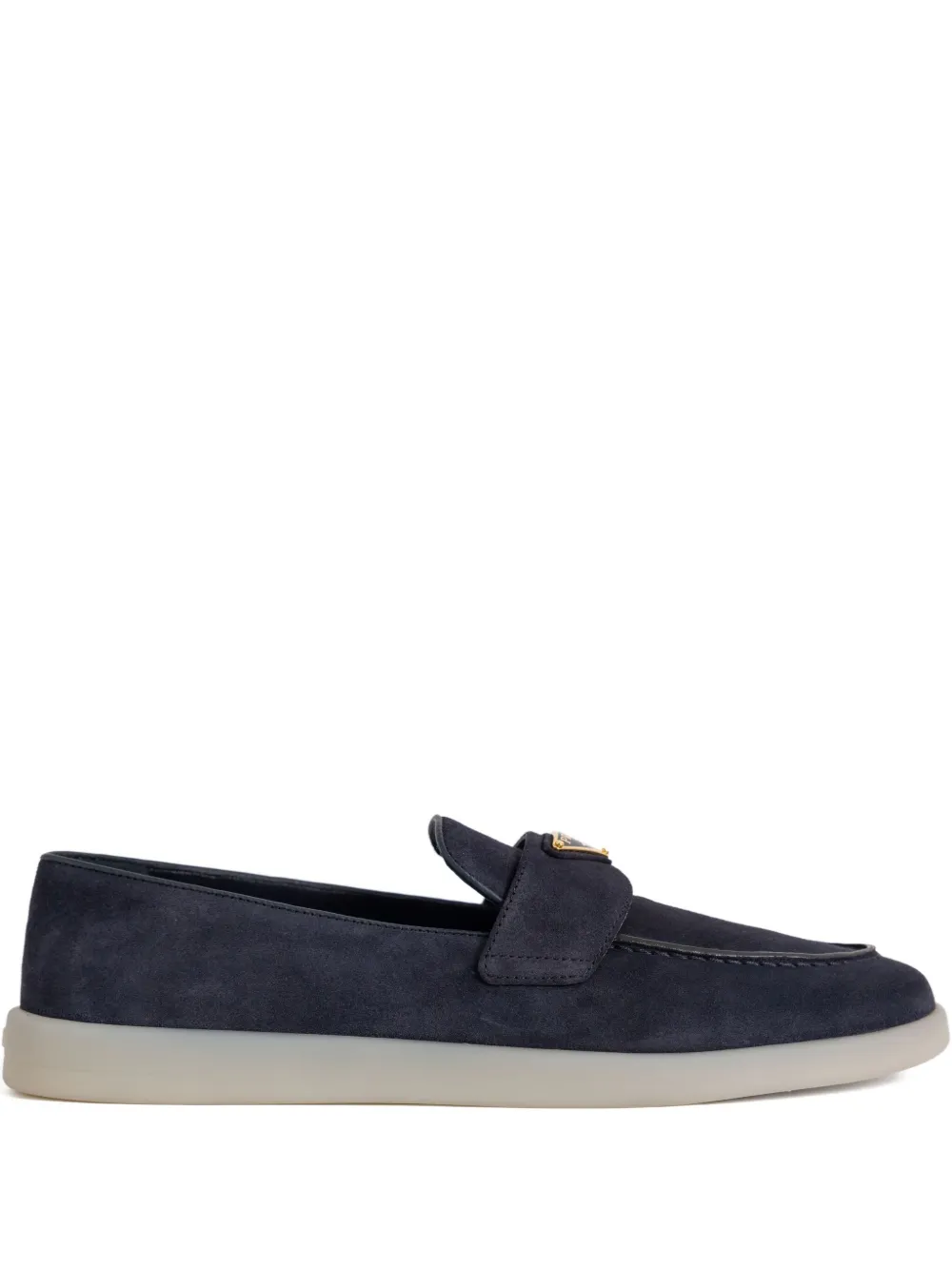 Prada suede logo loafers Blauw
