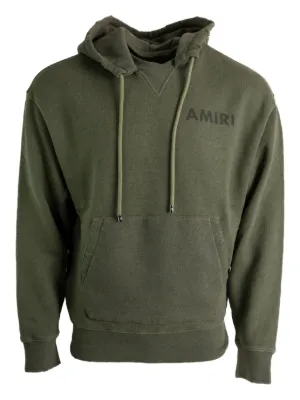 AMIRI オリーブ フロントロゴパーカー AMIRI (アミリ) ショットガン加工ジップ スウェットパーカー フロント
