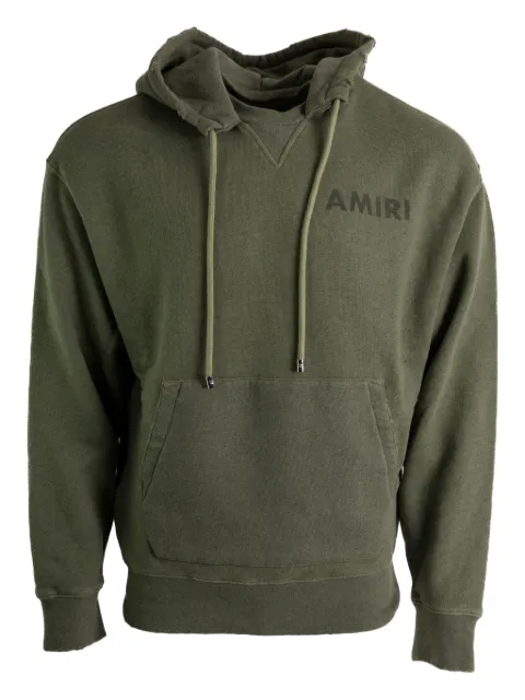 AMIRI logo-detail frayed-hem hoodie