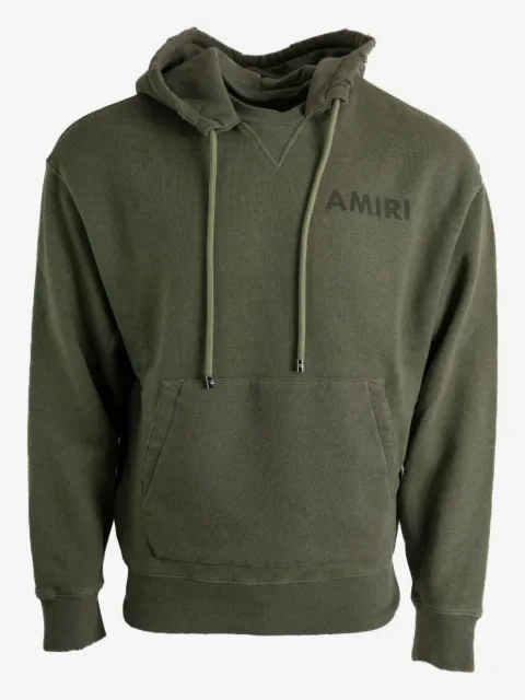 AMIRI logo-detail frayed-hem hoodie