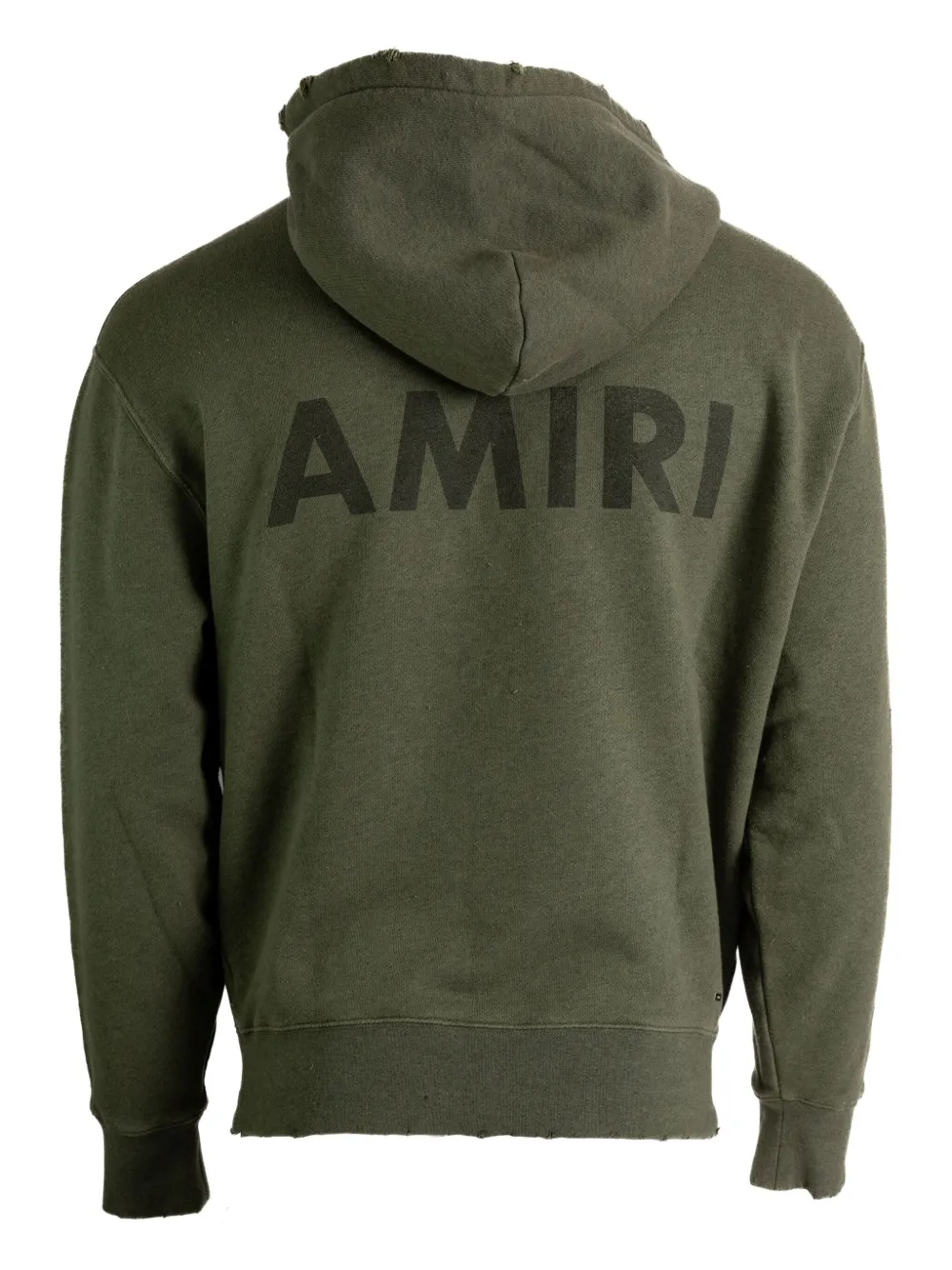 AMIRI logo-detail frayed-hem hoodie Groen