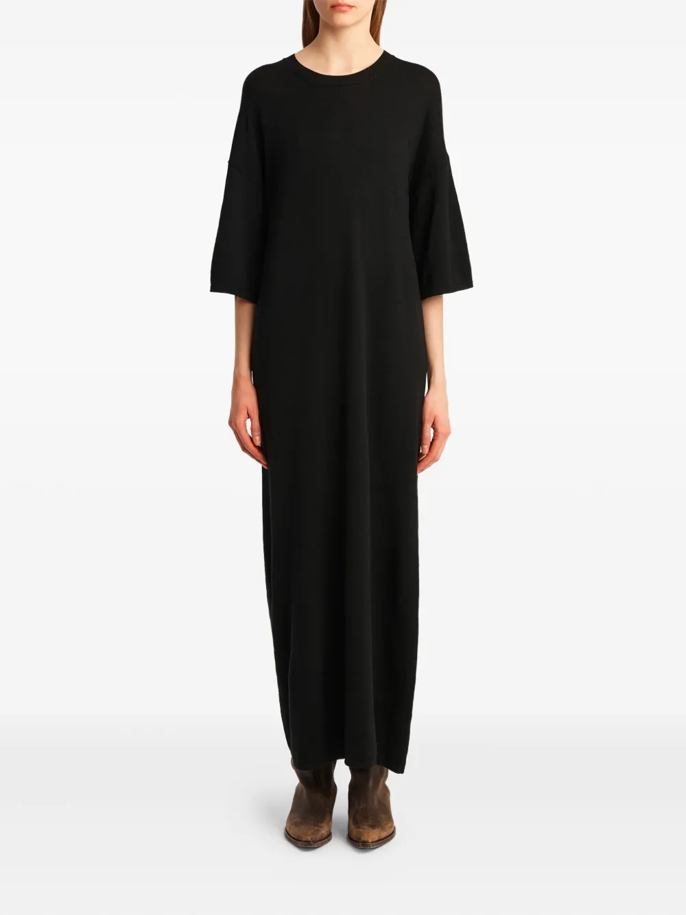KHAITE crew-neck maxi dress - Zwart