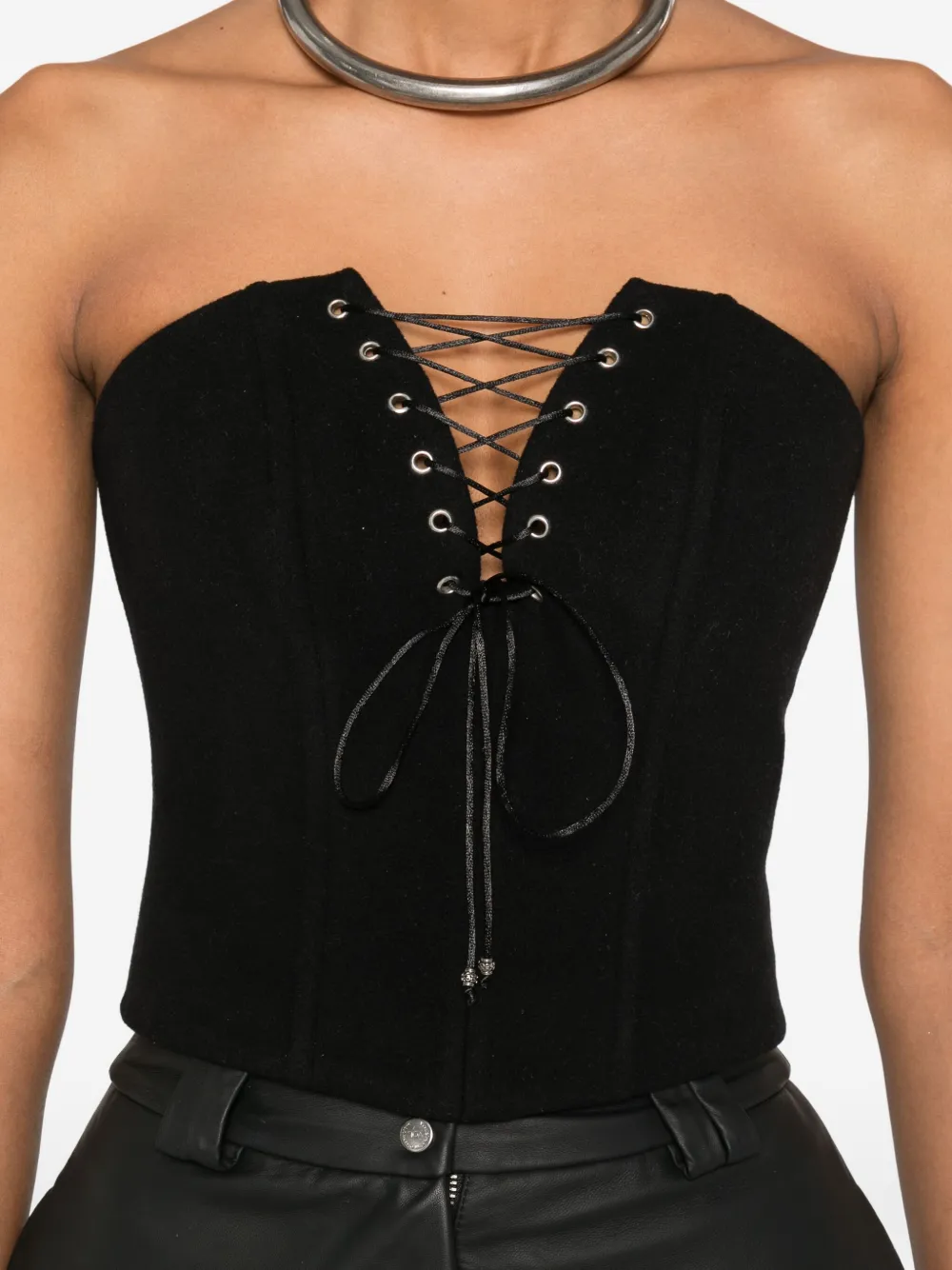 Vestiaire D'un Oiseau Libre Lace-up Corset Top In Black