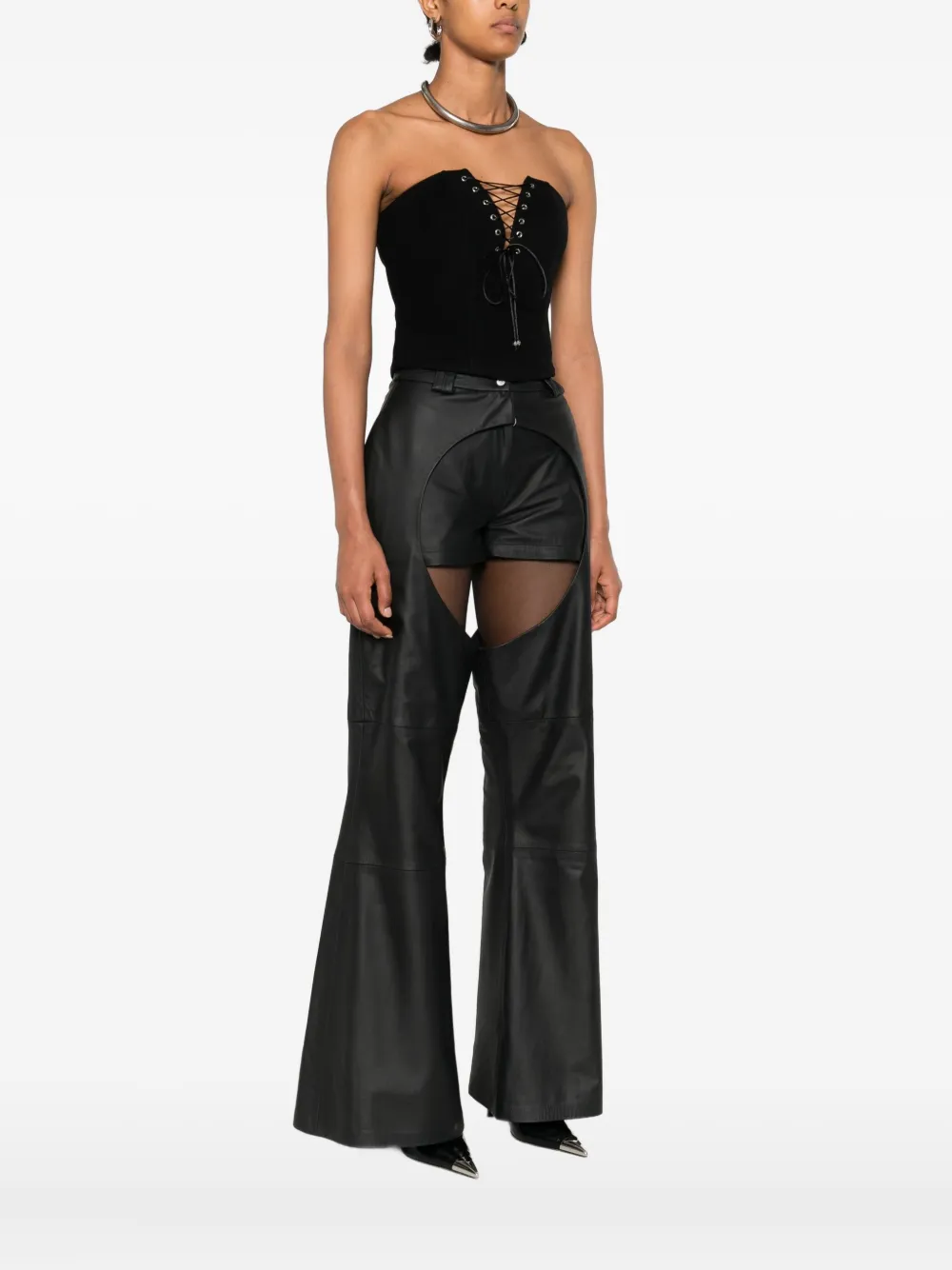 Vestiaire D'un Oiseau Libre Lace-up Corset Top In Black