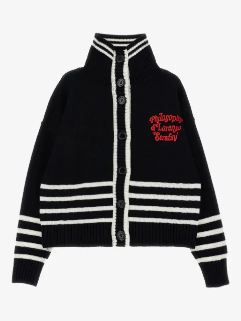 Philosophy Di Lorenzo Serafini Kids stripe-detail high-neck cardigan