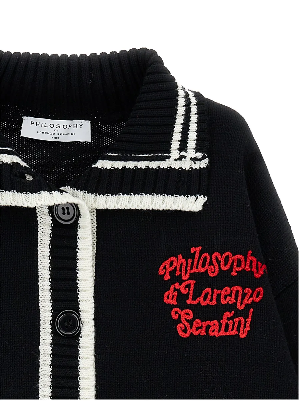 Philosophy Di Lorenzo Serafini Kids Vest met gestreept detail en hoge hals Zwart
