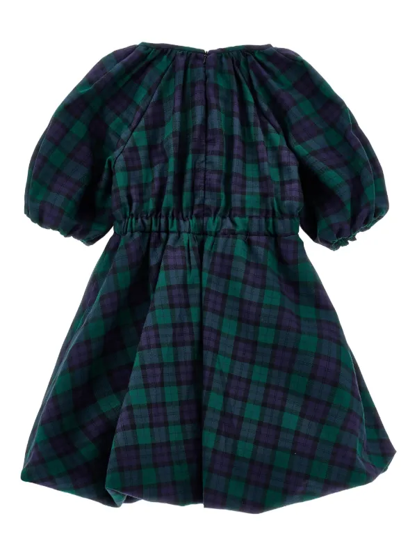 high neck dark green dress Smocked Mallard Green Plaid Dress 4t main image 1