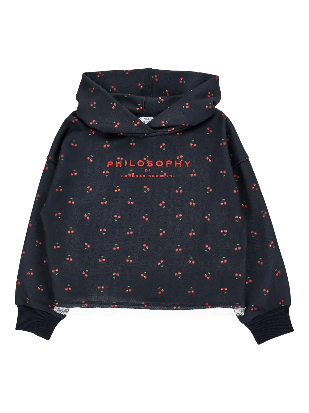 Philosophy Di Lorenzo Serafini Kids Hoodie met kersenprint Blauw