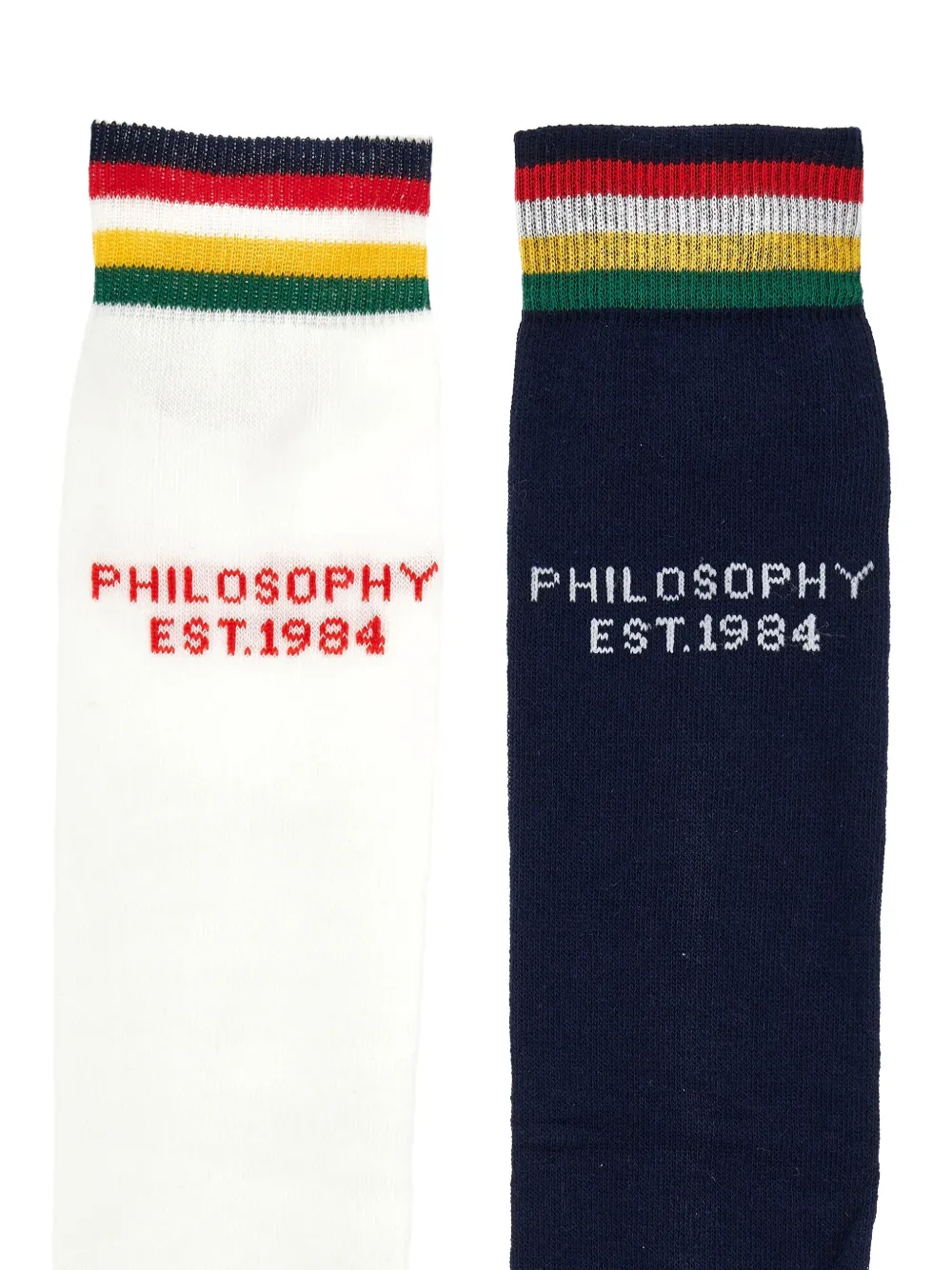 Philosophy Di Lorenzo Serafini Kids Gestreepte sokken met intarsia logo Wit