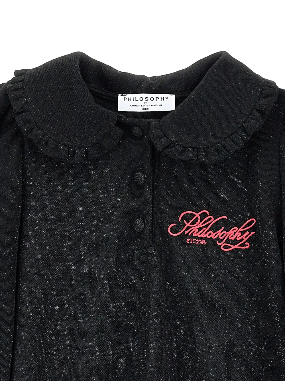 Philosophy Di Lorenzo Serafini Kids Poloshirt met ruchekraag en lange mouwen Zwart