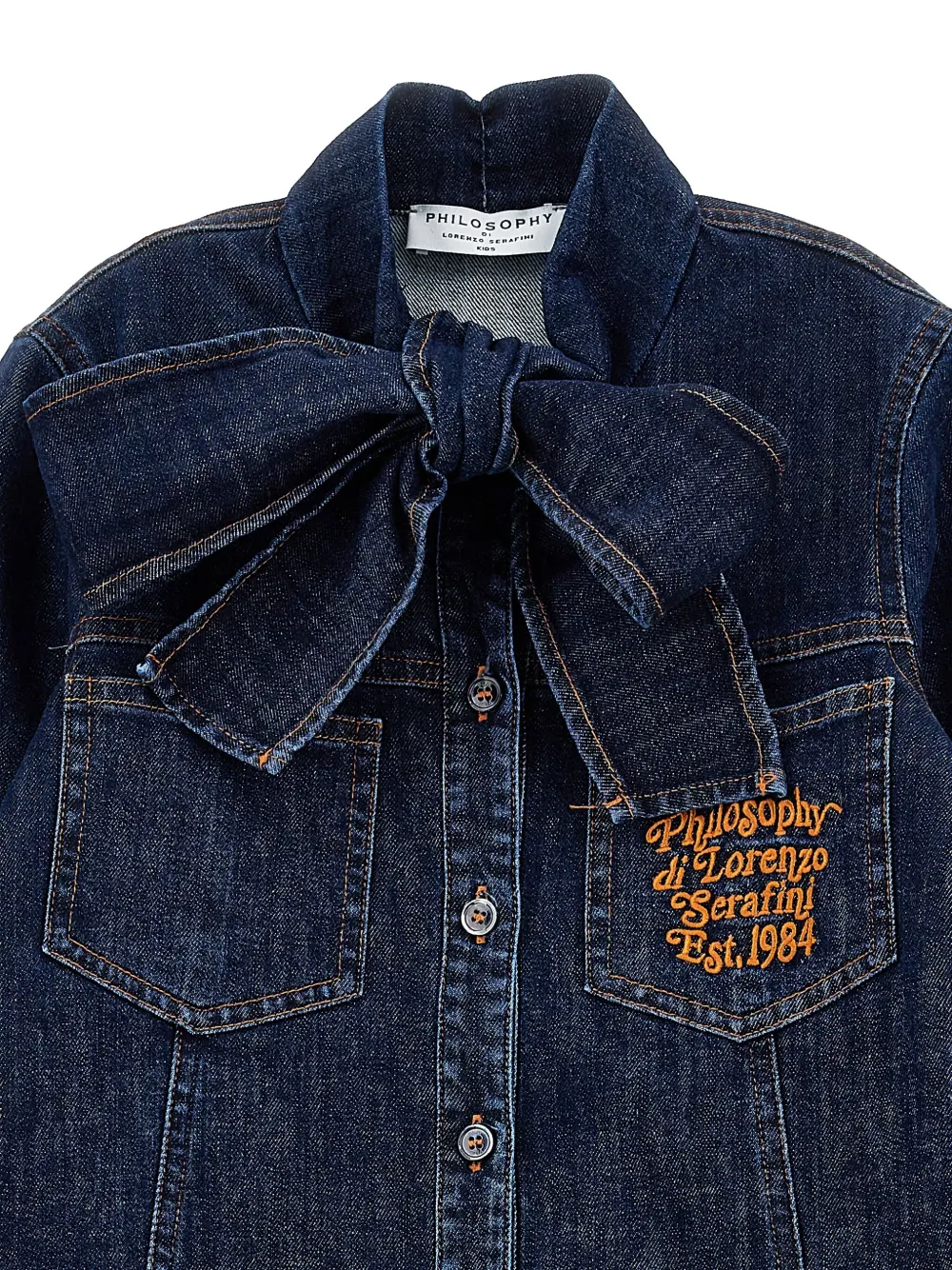 Philosophy Di Lorenzo Serafini Kids Spijkerjurk met strik Blauw