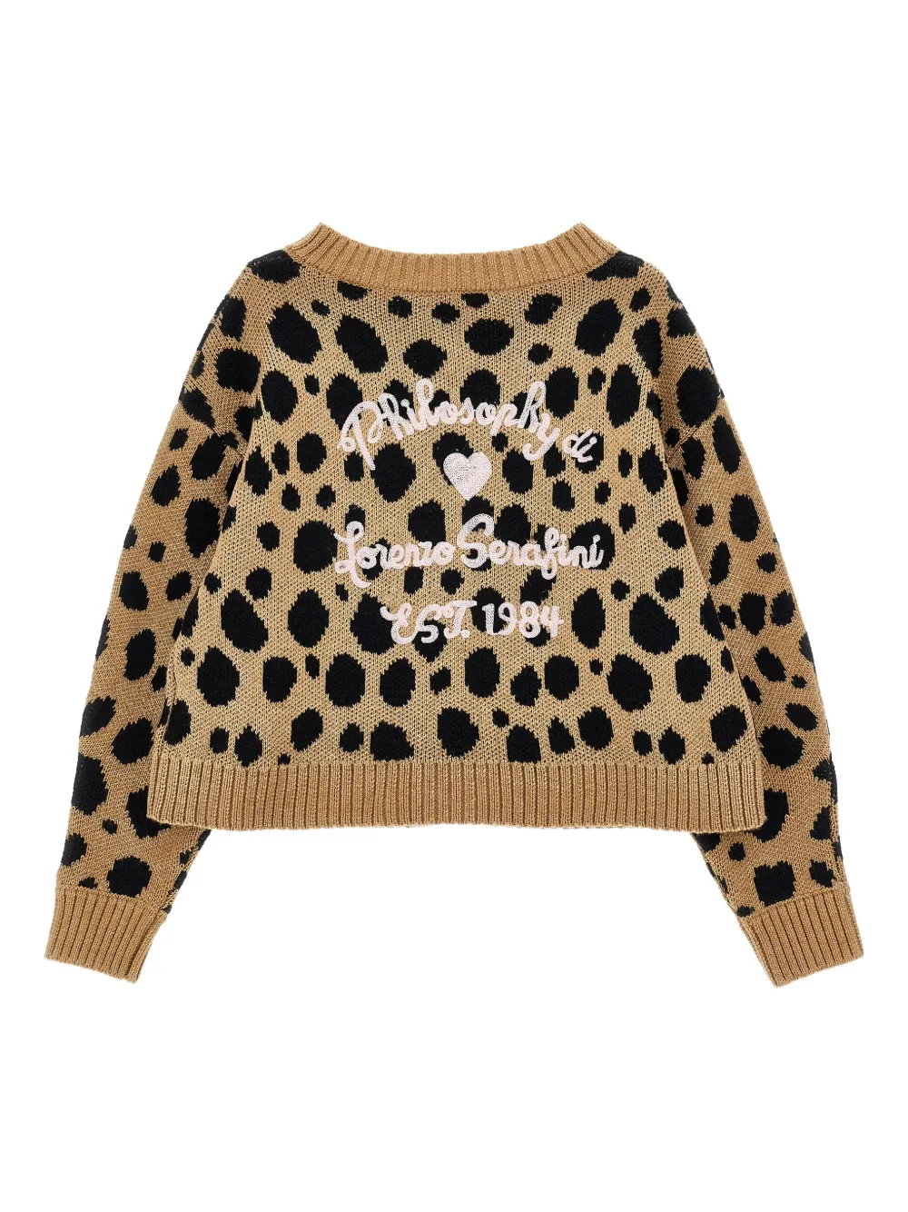 Philosophy Di Lorenzo Serafini Kids Vest met luipaardprint en knoop Bruin
