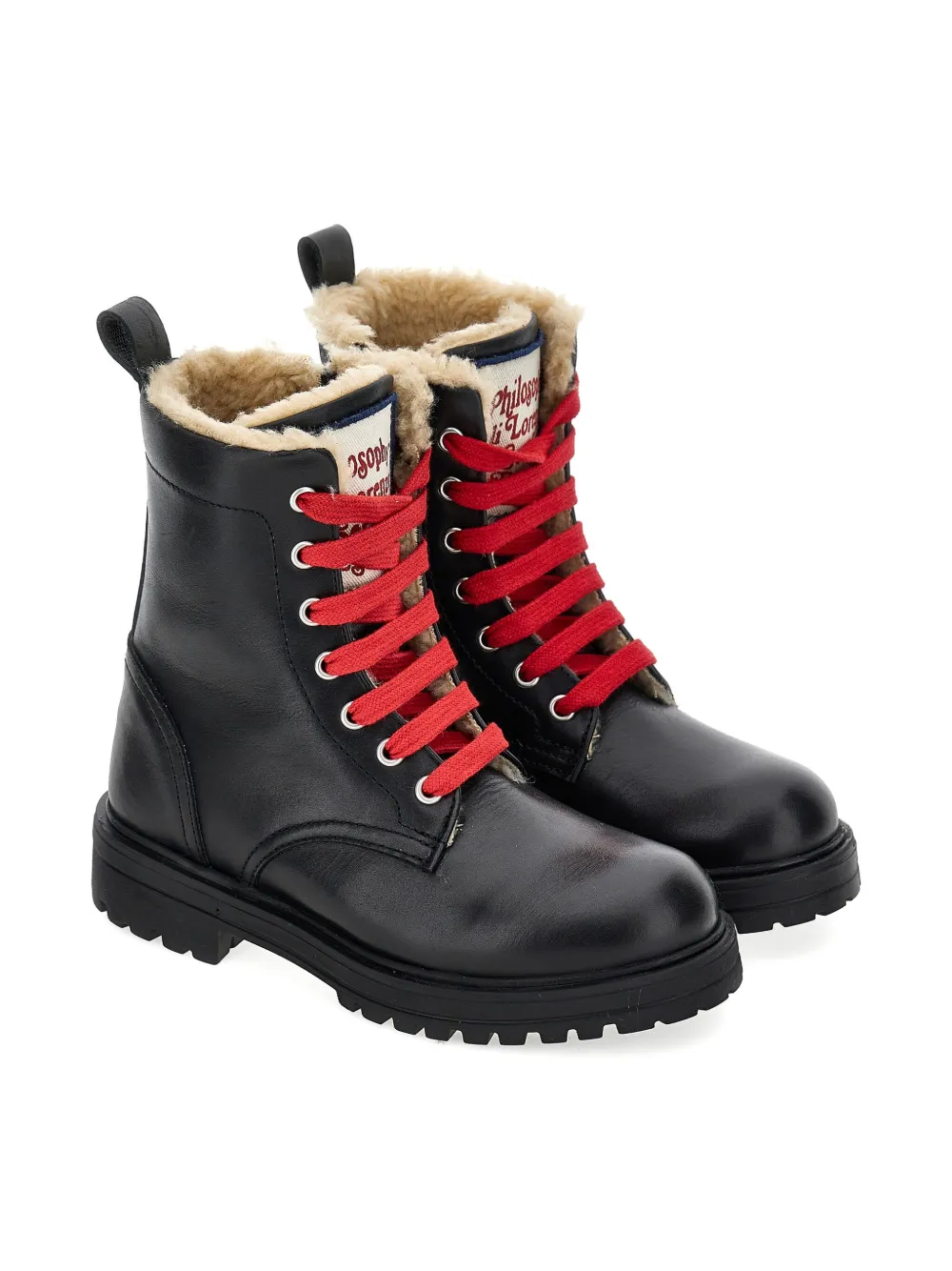 Philosophy Di Lorenzo Serafini Kids lace-up shearling boots Black