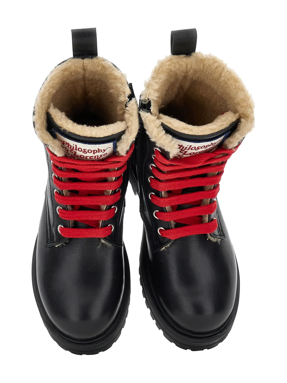 Philosophy Di Lorenzo Serafini Kids lace-up shearling boots Black