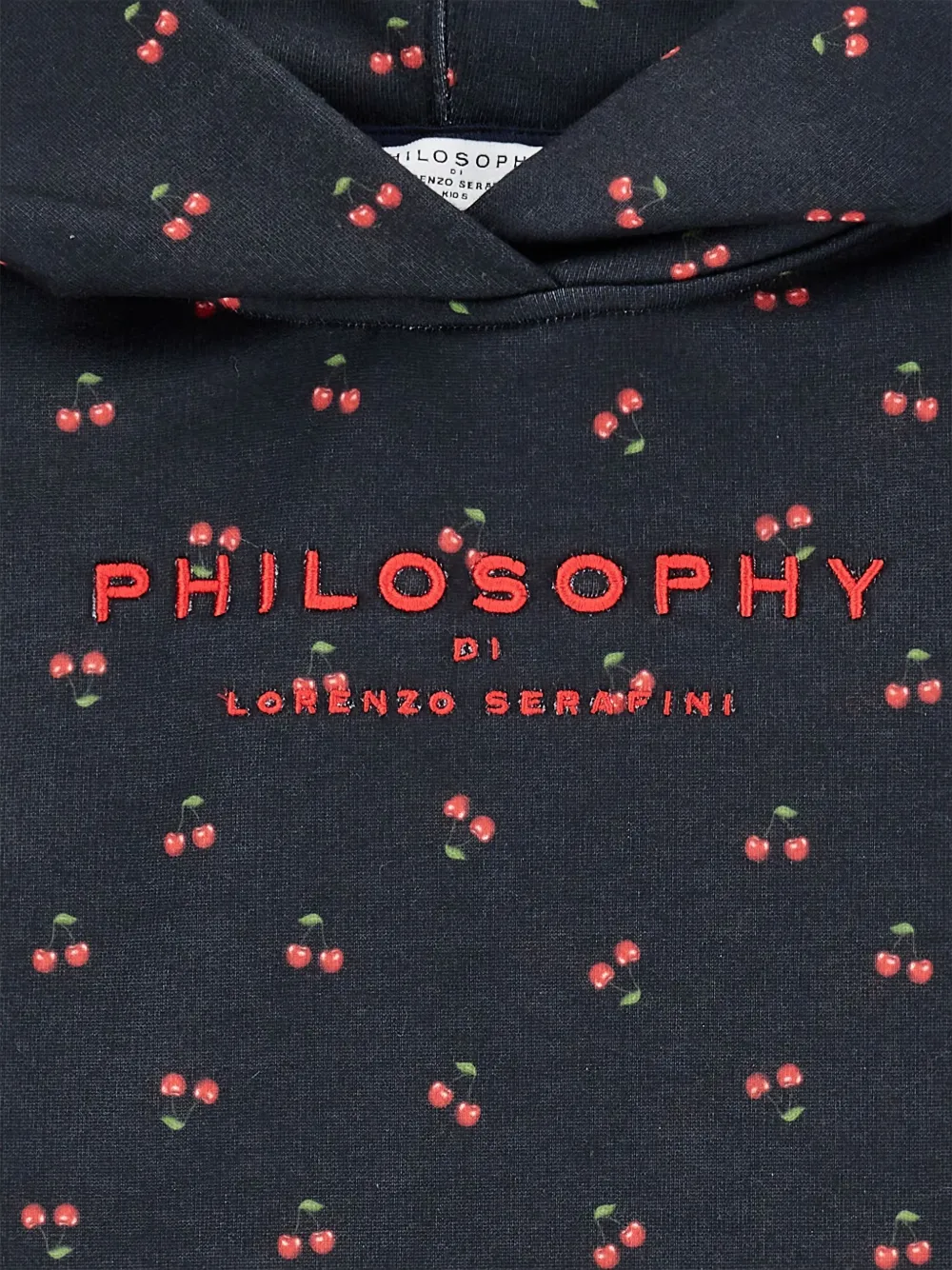Philosophy Di Lorenzo Serafini Kids Jurk met kersenprint en capuchon Zwart