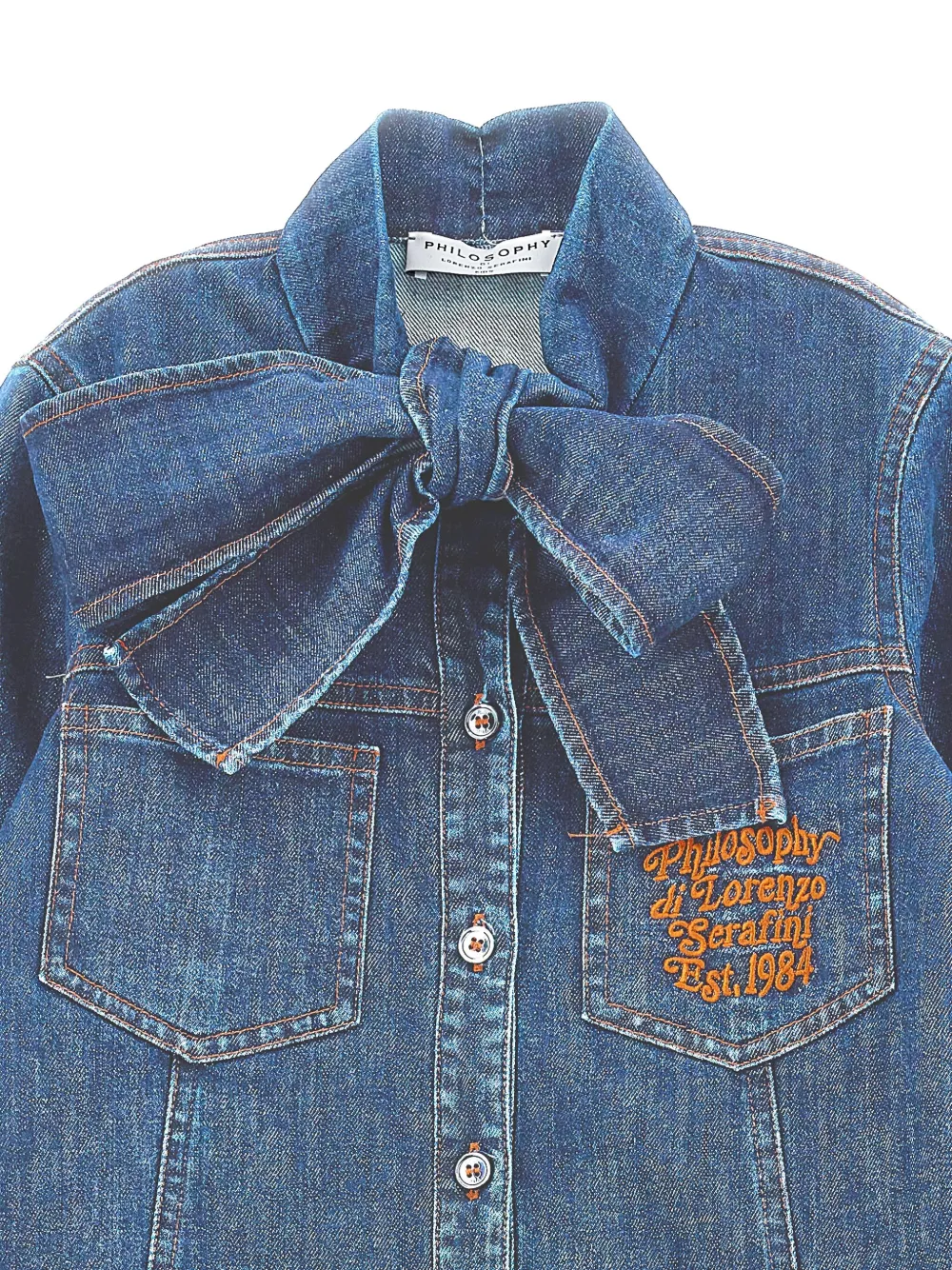 Philosophy Di Lorenzo Serafini Kids Spijkerjurk met ruches en stikdetail Blauw