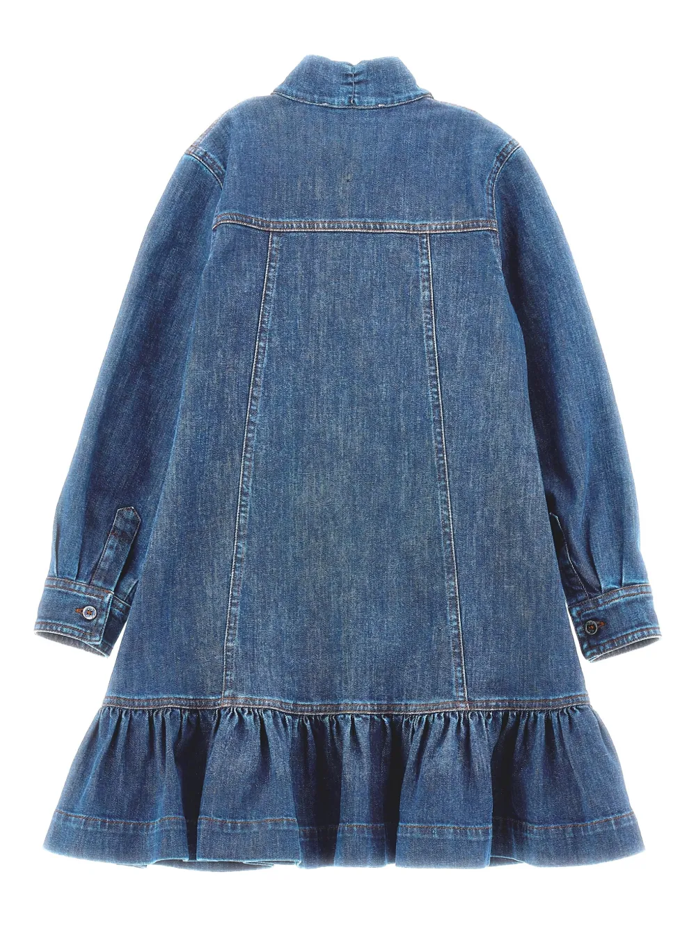 Philosophy Di Lorenzo Serafini Kids bow-detailed ruffled denim dress | Girls Casual Dresses | Image 2