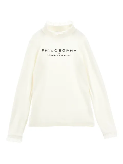 Philosophy Di Lorenzo Serafini Kids lace-trimmed ribbed T-shirt