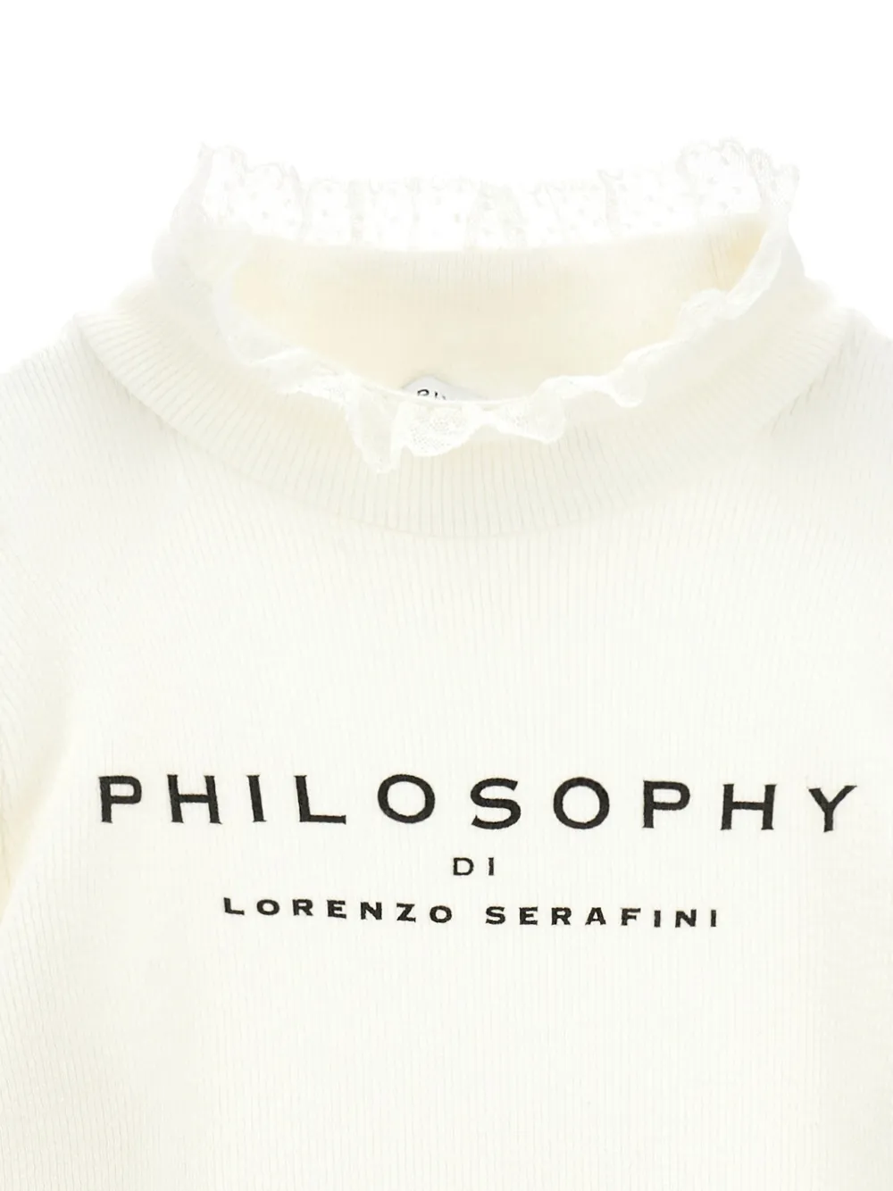 Philosophy Di Lorenzo Serafini Kids Geribbeld T-shirt met kanten afwerking Wit