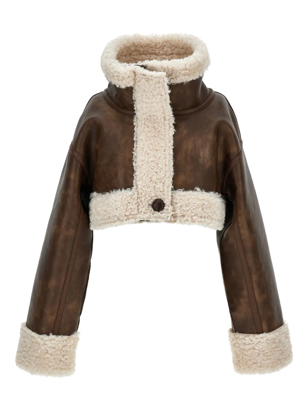 Philosophy Di Lorenzo Serafini Kids shearling-trimmed buttoned coat | Brown | Image 1