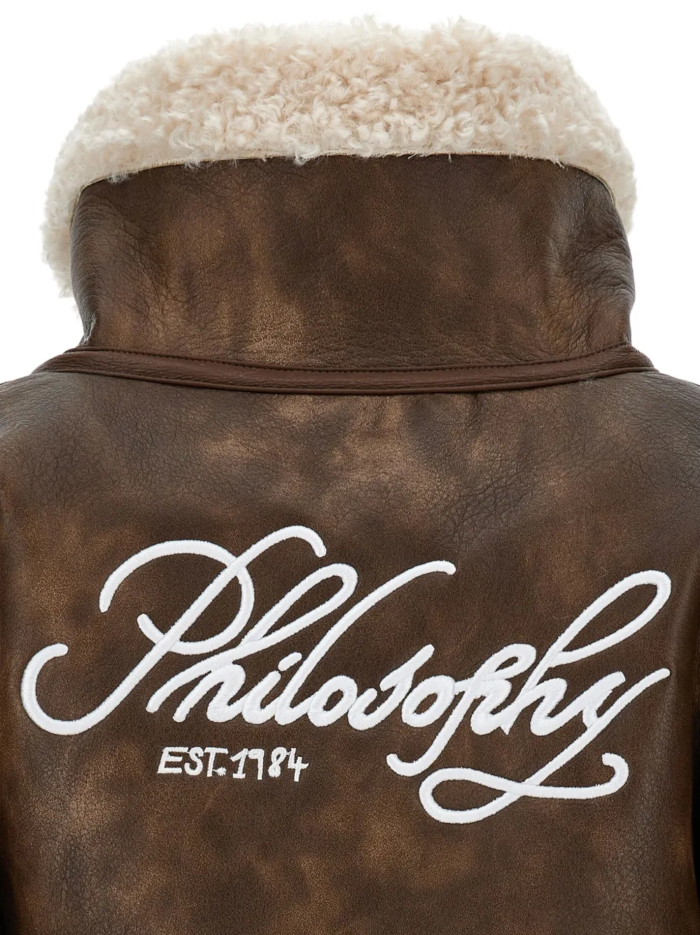 Philosophy Di Lorenzo Serafini Shearling-trimmed Buttoned Coat In Brown