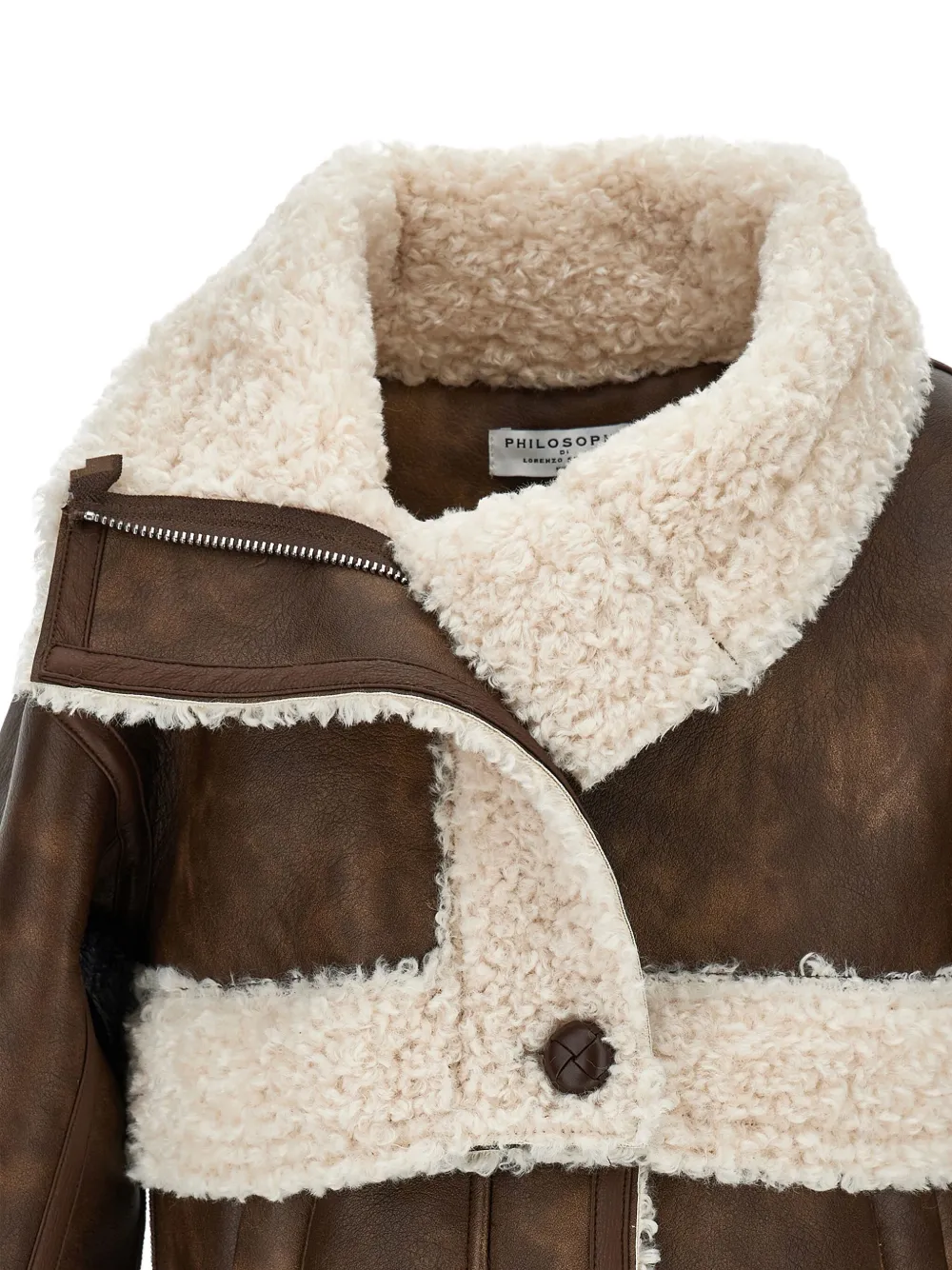 Philosophy Di Lorenzo Serafini Kids shearling-trimmed buttoned coat | Girls Faux Fur Coats | Image 2