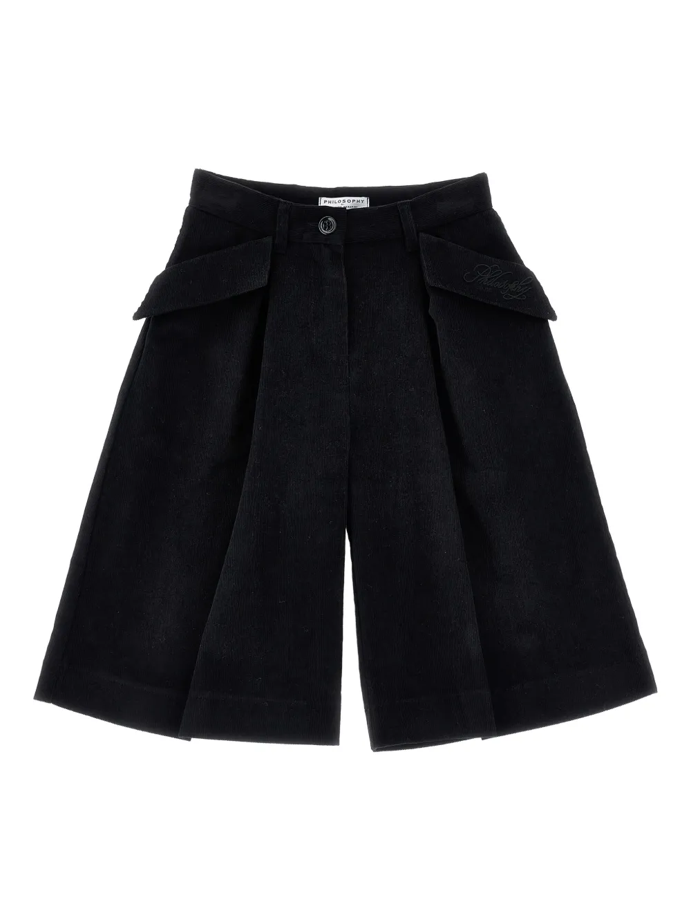 Philosophy Di Lorenzo Serafini Kids Ribfluwelen plooibroek met zak Zwart