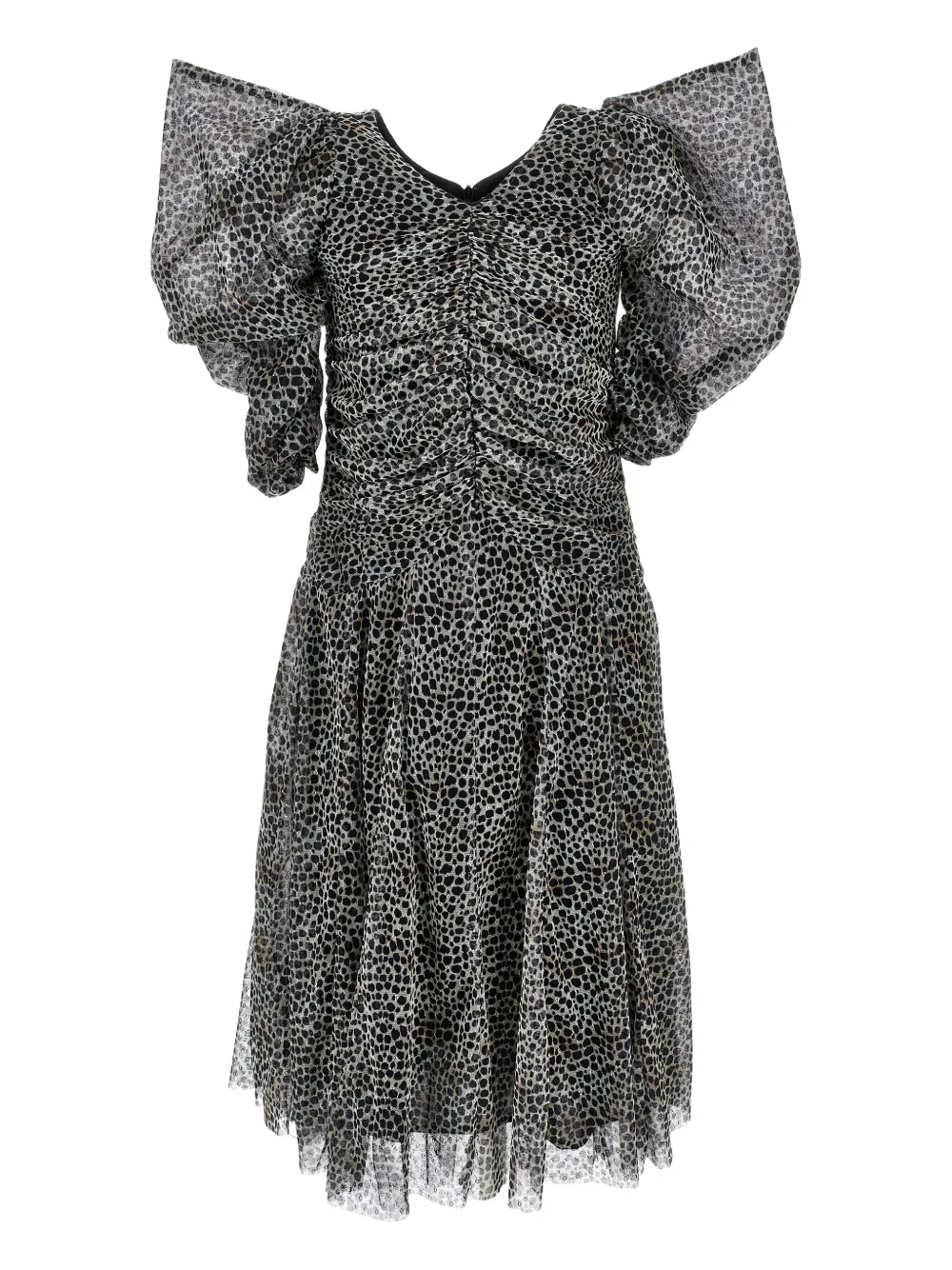 Philosophy Di Lorenzo Serafini Kids' Puff-sleeve Leopard-print Dress In Black