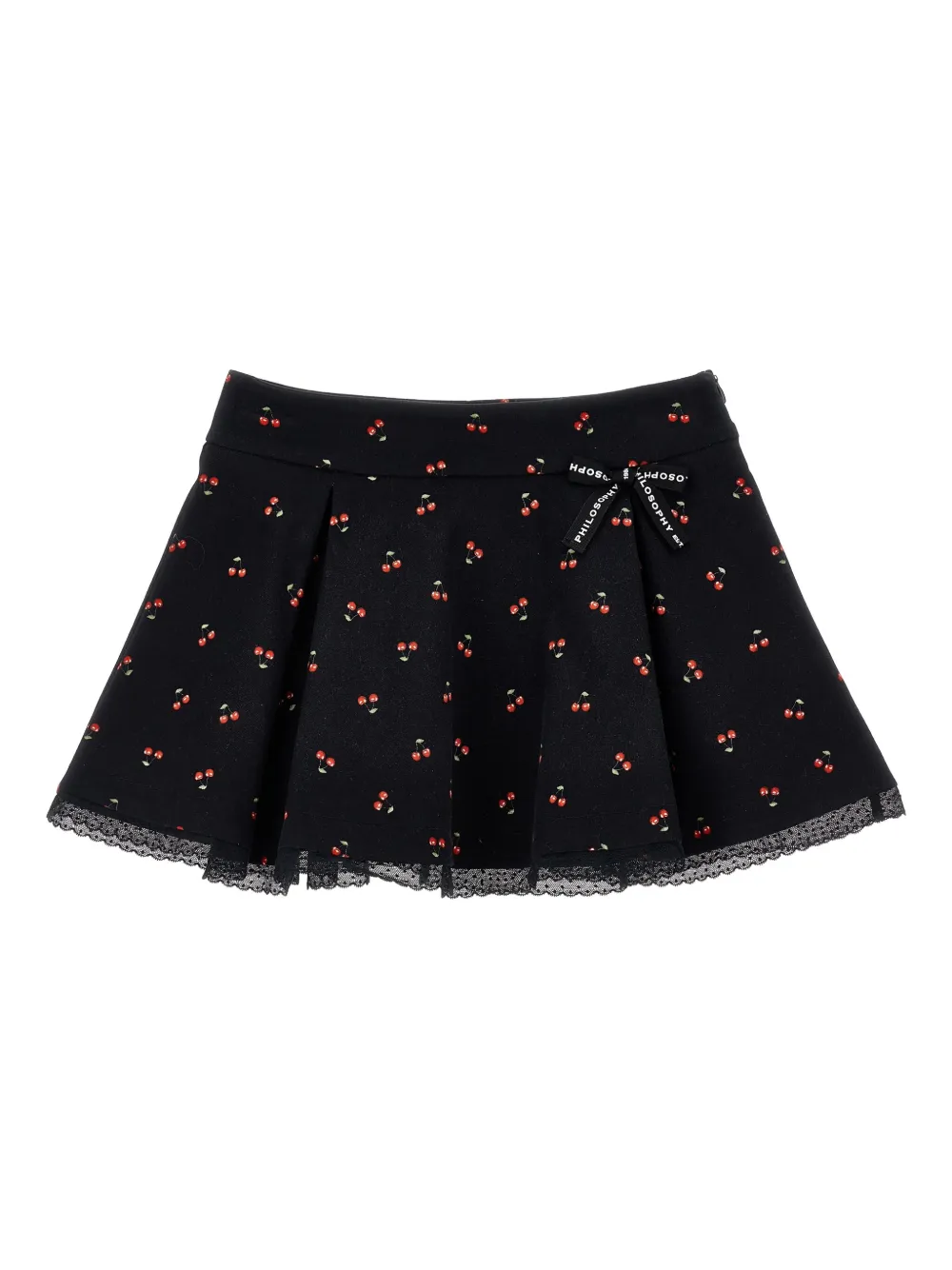 Philosophy Di Lorenzo Serafini Kids Rok met kersenprint en geplooid detail Zwart