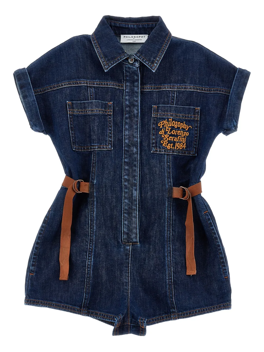 Philosophy Di Lorenzo Serafini Kids belted denim jumpsuit | Blue | Image 1