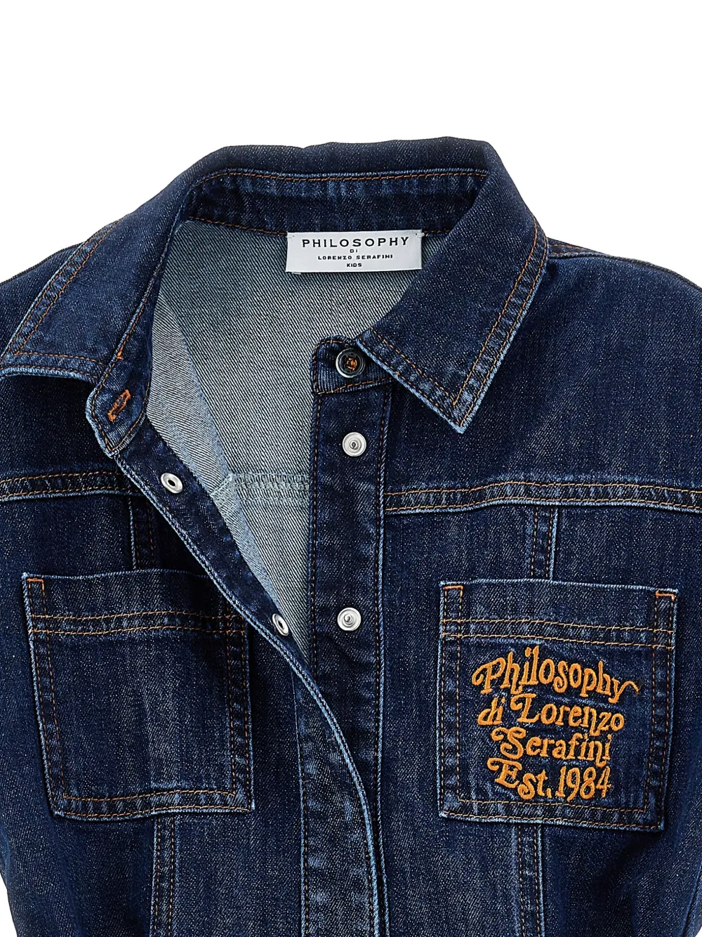 Philosophy Di Lorenzo Serafini Kids Jumpsuit van spijkerstof met ceintuur Blauw