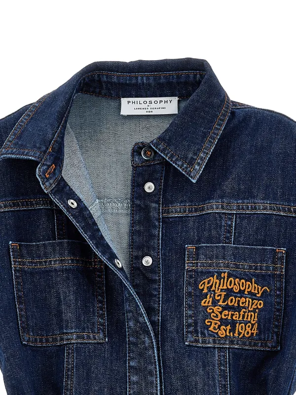 Philosophy Di Lorenzo Serafini Kids Belted Denim Jumpsuit