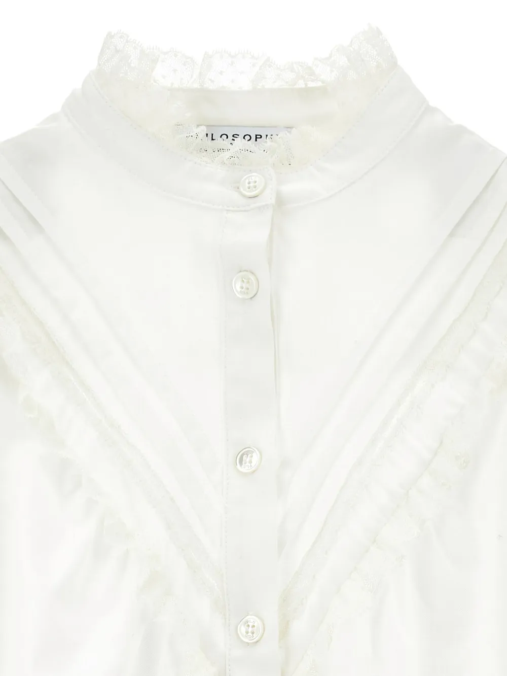 Philosophy Di Lorenzo Serafini Lace-trimmed Buttoned Shirt In White