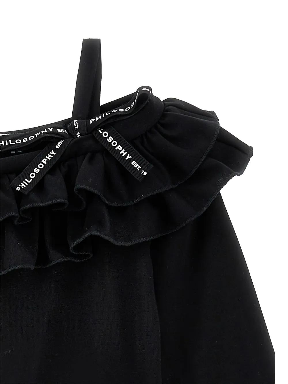 Philosophy Di Lorenzo Serafini Kids Off-shoulder jurk met ruches Zwart