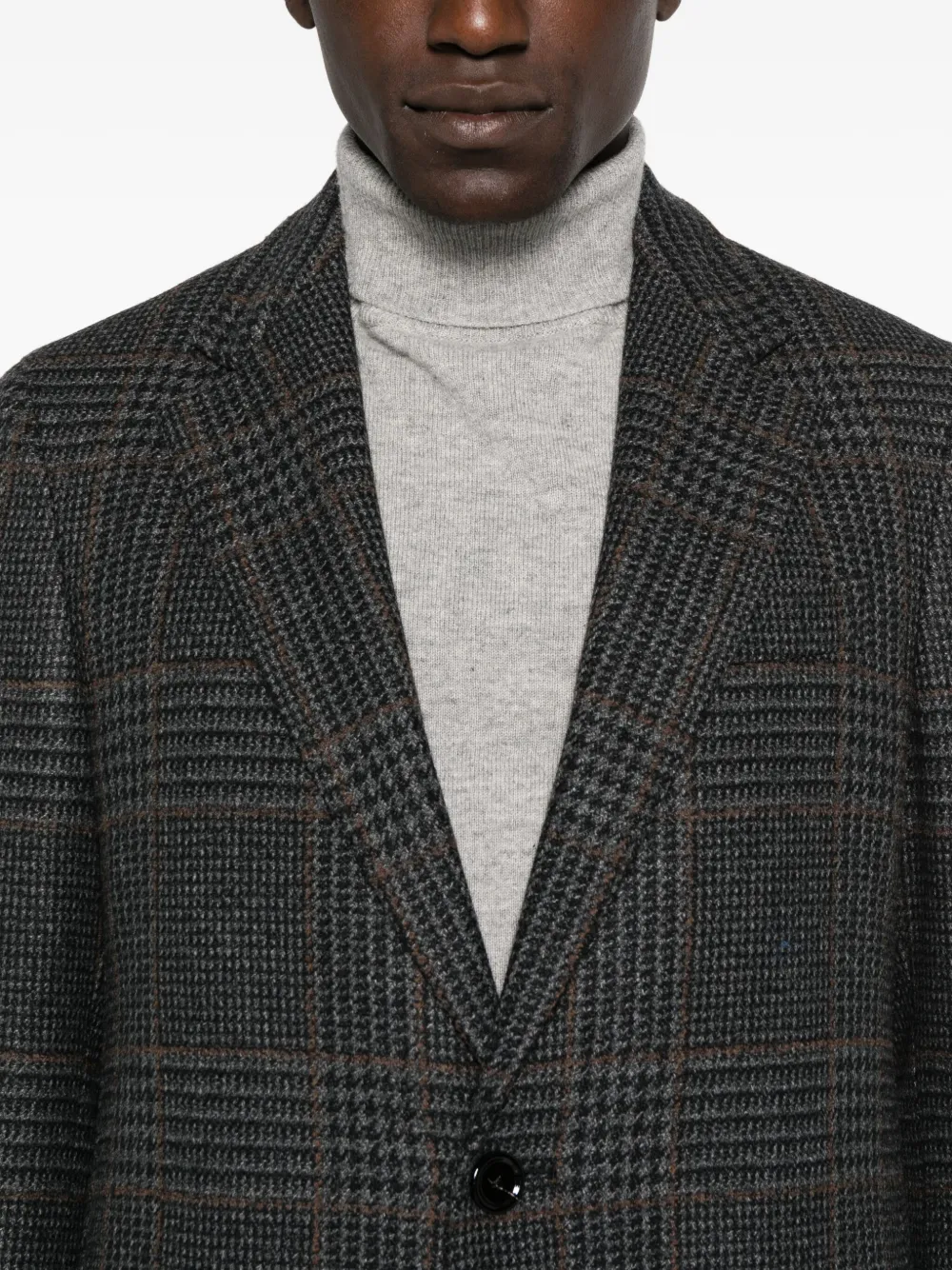 Lardini Geruite wollen mantel Zwart
