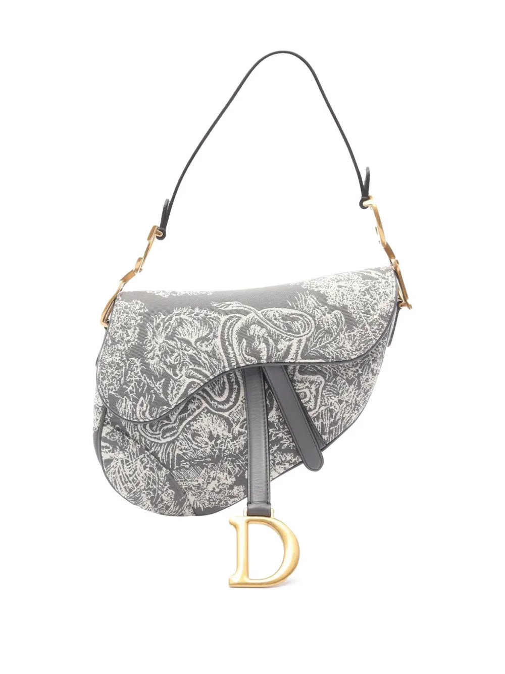 2021-2025 Canvas Embroidered Reverse Toile De Jouy Saddle Bag shoulder bag