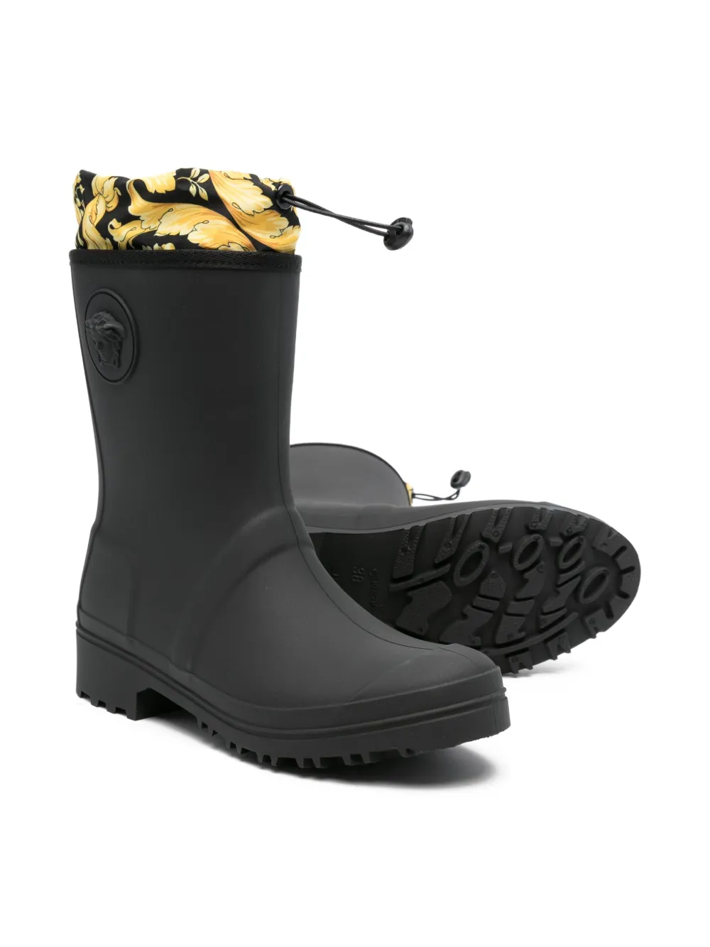 Versace Kids baroque-print wellies Black