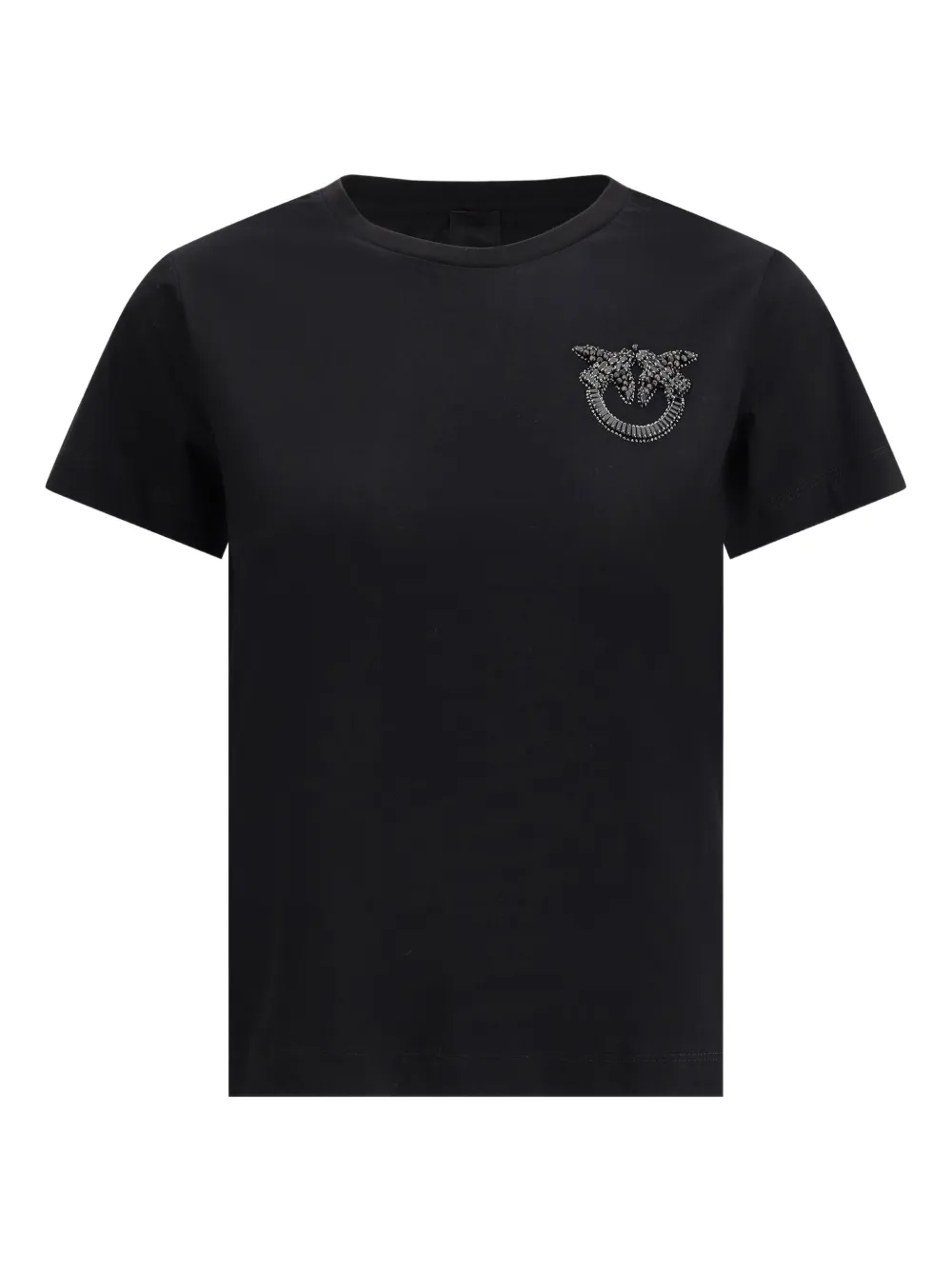 PINKO crystal-embellishment logo T-shirt Zwart